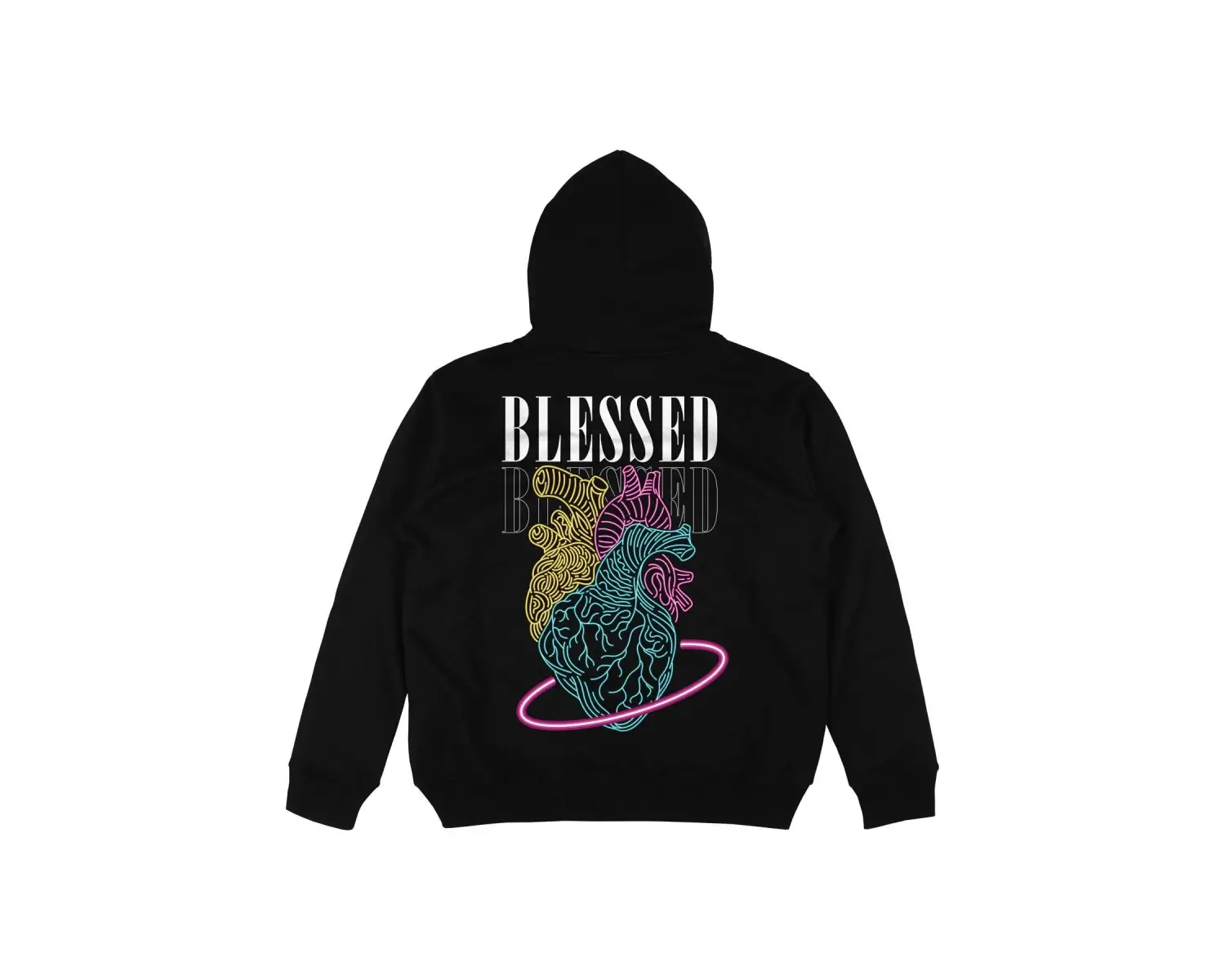 Blessed Siyah Oversize Unisex Kapüşonlu Sweatshirt Hoodie
