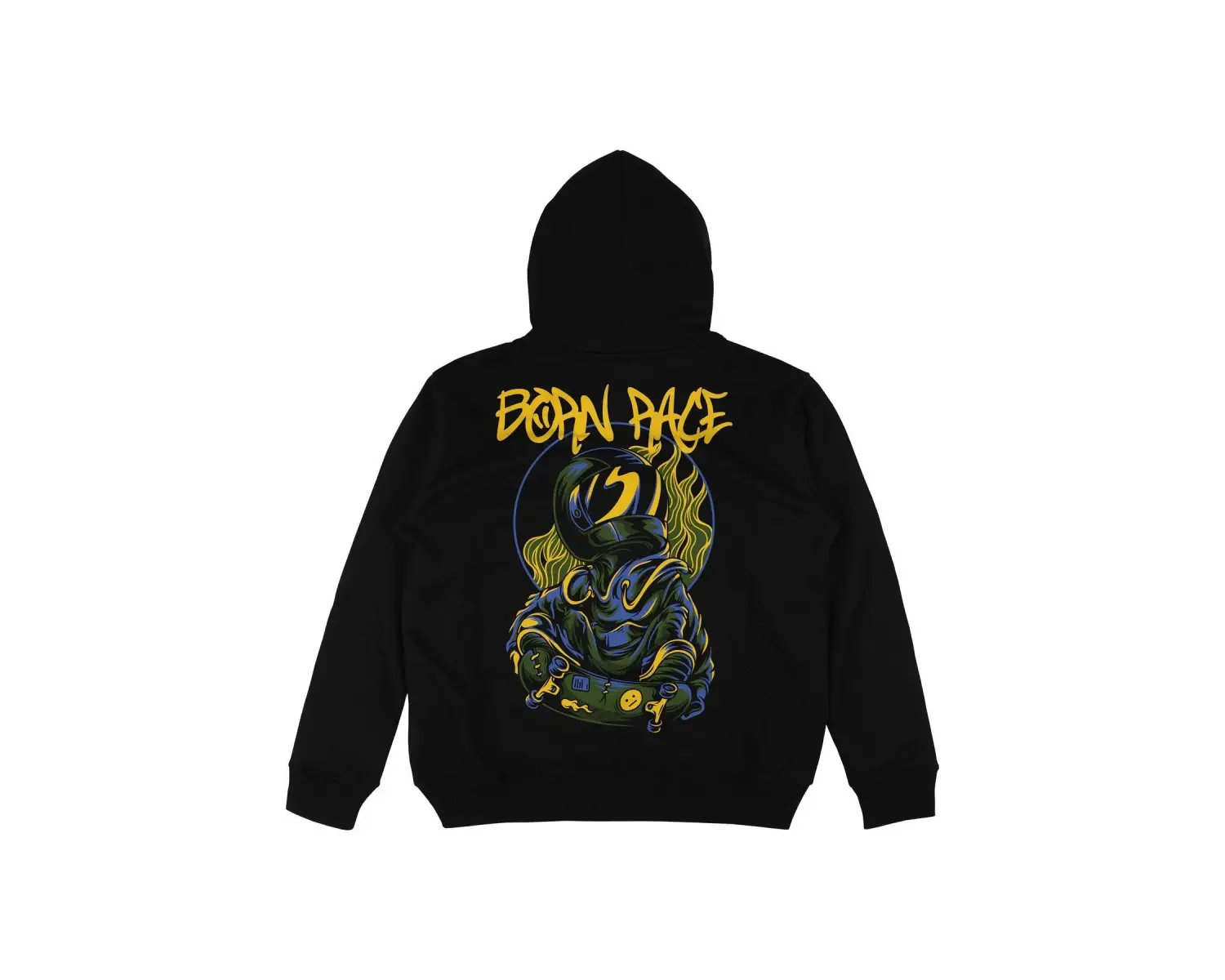 Born Race Siyah Oversize Unisex Kapüşonlu Sweatshirt Hoodie