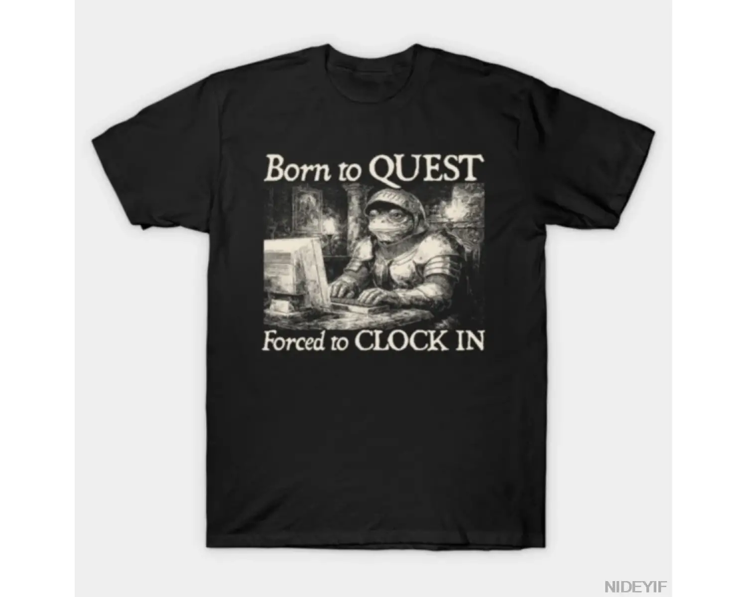 Born to Quest Komik Kurbağa Şövalye Meme T-shirt Erkekler Kadınlar Için % 100% Pamuk T Shirt