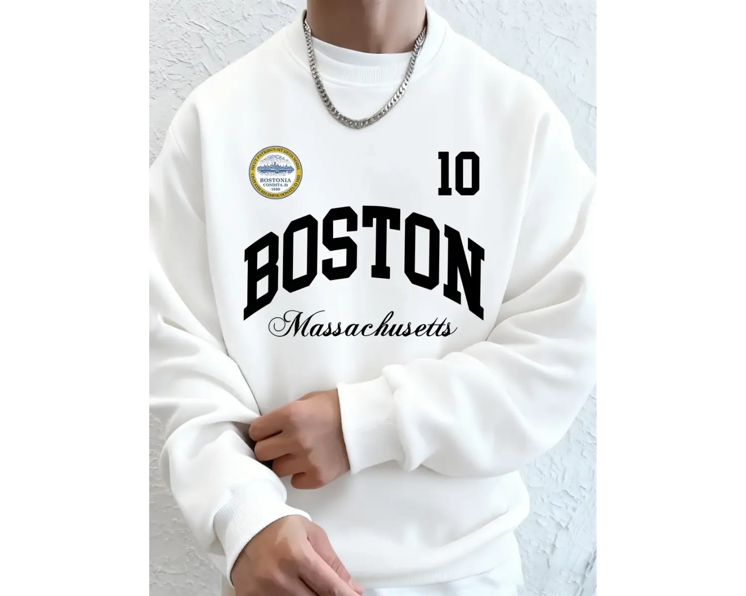 Boston Massachusetts Baskılı Erkek Tişörtü Sonbahar Gevşek Kapüşonlu Üst Hip Hop Bisiklet Yak