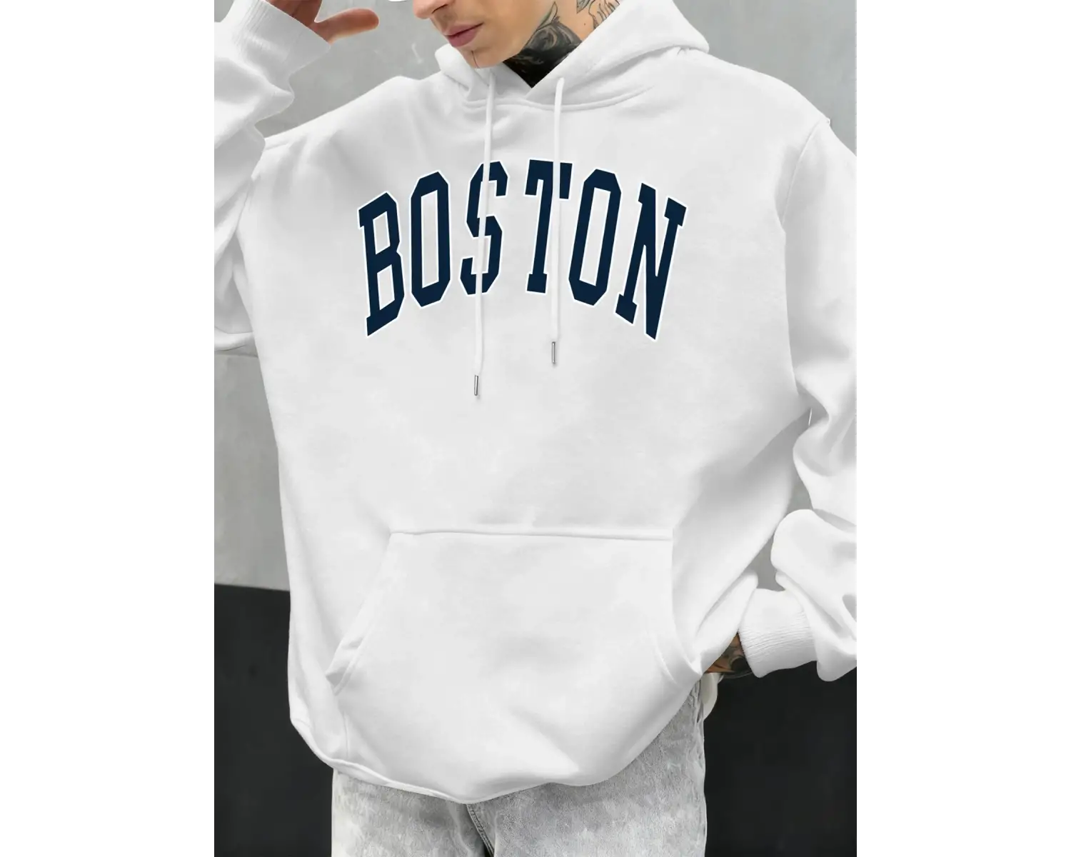 Boston Mektup Logo Tasarımı Erkekler Hoody Sonbahar Polar Kapüşonlular Hip Hop Büyük Boy Soka