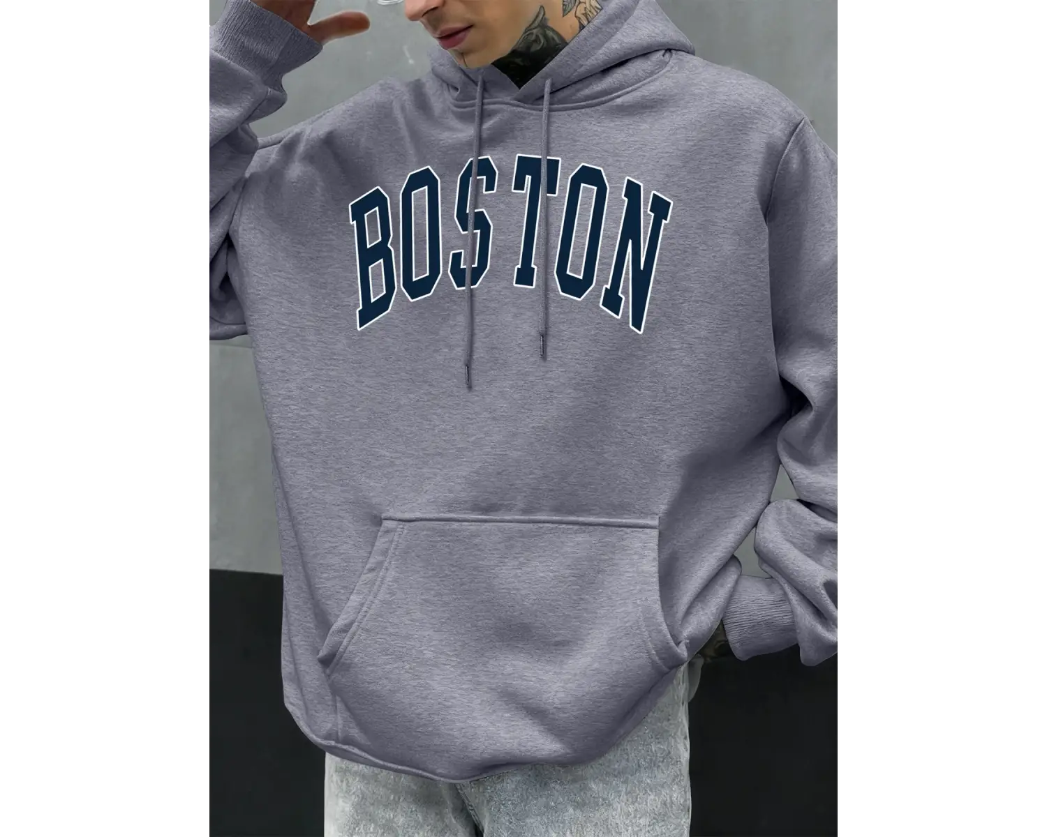 Boston Mektup Logo Tasarımı Erkekler Hoody Sonbahar Polar Kapüşonlular Hip Hop Büyük Boy Soka