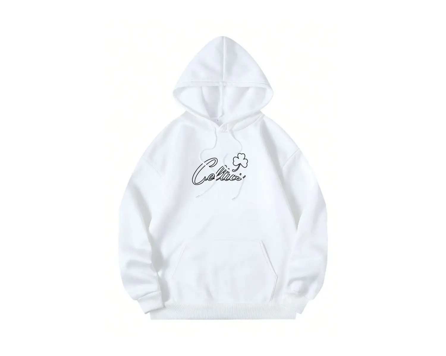 Boston Renkli Baskılı Oversize Kapüşonlu Sweatshirt Beyaz