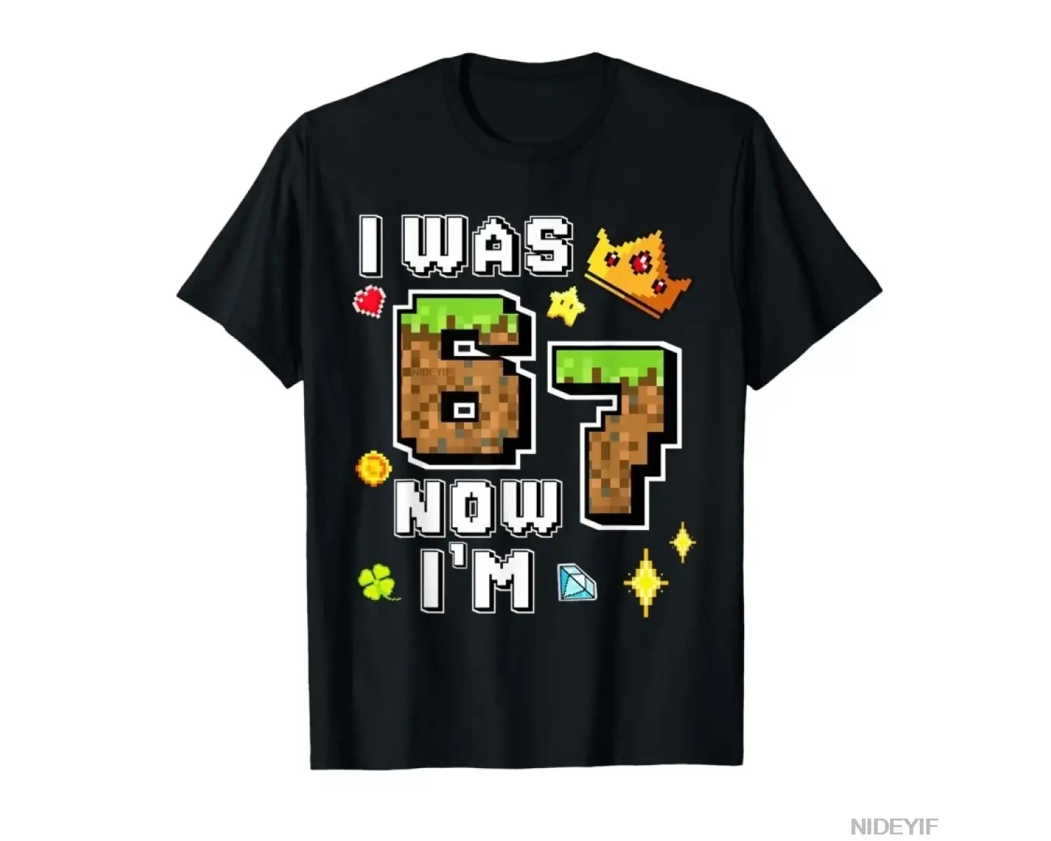 Boy Gamer Pixel Bday Ben 6 yaşındaydım, şimdi 7 yaşındayım Doğum Günü Tişörtü Erkekler Kadınl