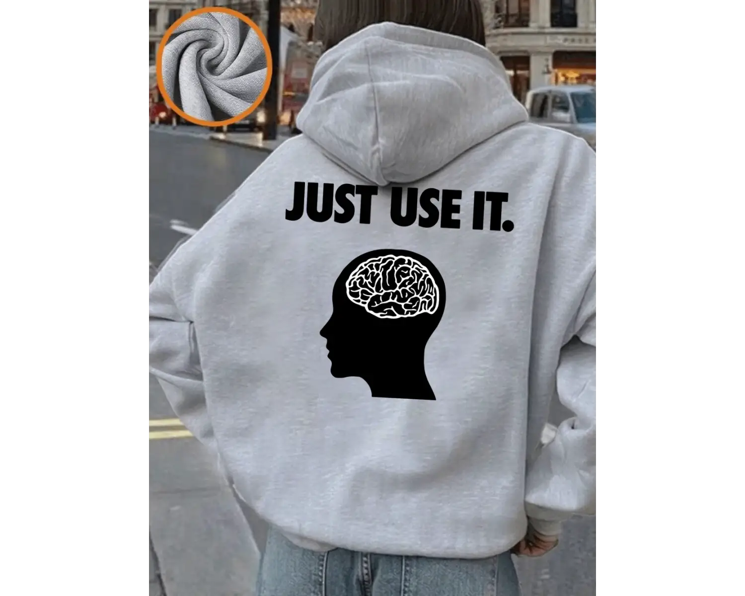 Brain Just Use It Baskılı Kapüşonlu Üstler Kadınlar İçin Rahat Bol Kazaklar Temel Cepli Sweat