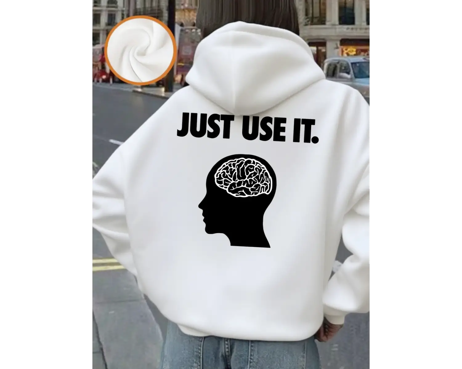Brain Just Use It Baskılı Kapüşonlu Üstler Kadınlar İçin Rahat Bol Kazaklar Temel Cepli Sweat