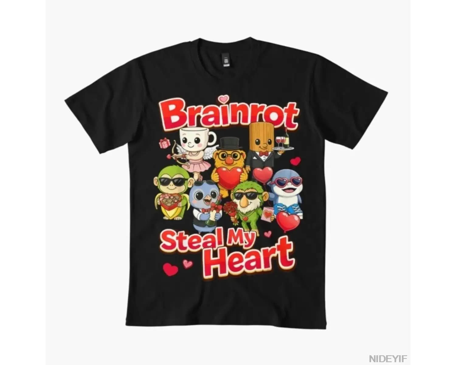 Brainrot Steal My Heart Çocuk T-shirt Erkek Kadın % 100% Pamuklu Tişörtler Kısa Kollu Üstler