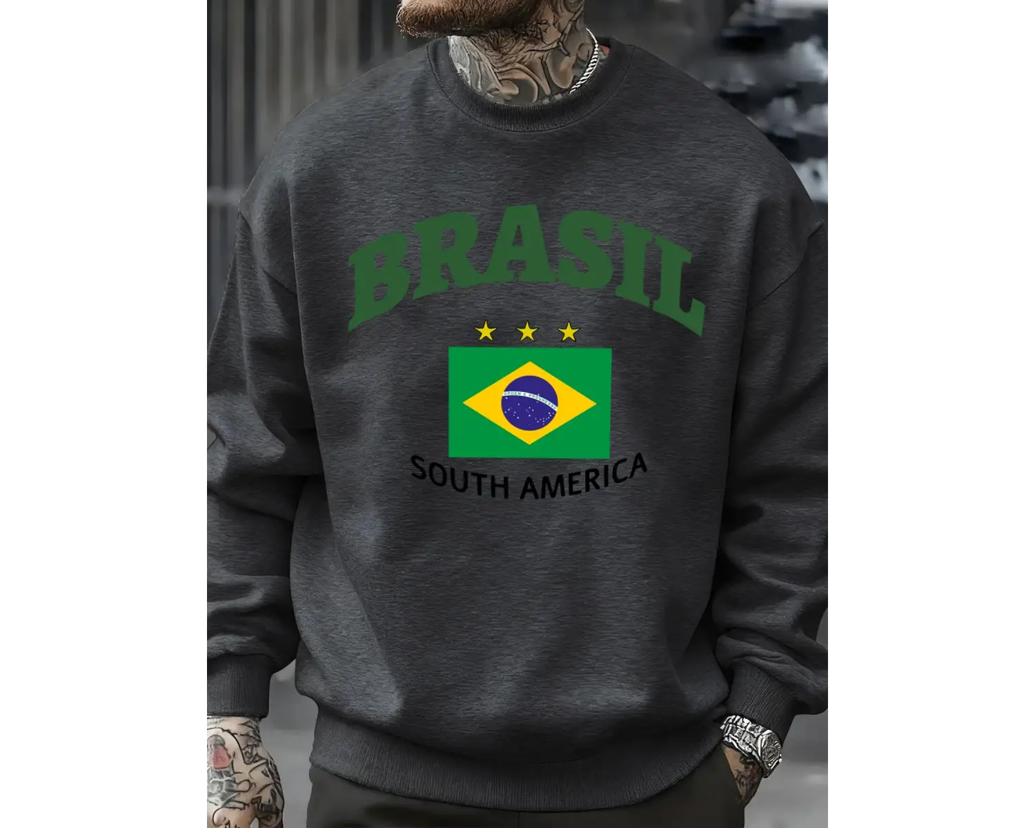 Brezilya Güney Amerika Baskılar Erkek Kazak Trendy Polar Kazak Sonbahar O-Yaka Giysiler Sıcak