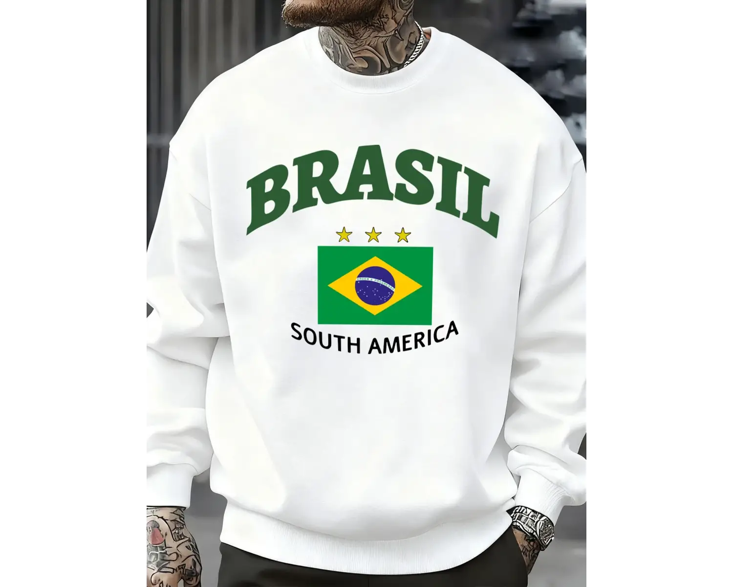 Brezilya Güney Amerika Baskılar Erkek Kazak Trendy Polar Kazak Sonbahar O-Yaka Giysiler Sıcak