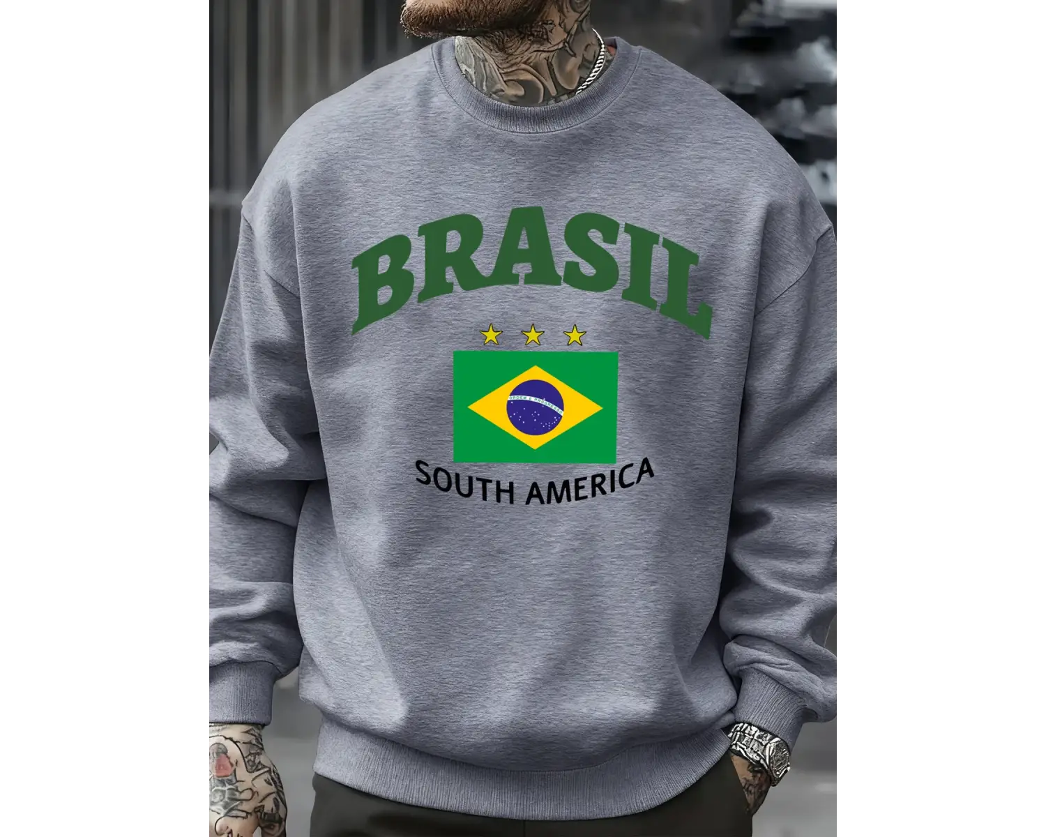 Brezilya Güney Amerika Baskılar Erkek Kazak Trendy Polar Kazak Sonbahar O-Yaka Giysiler Sıcak