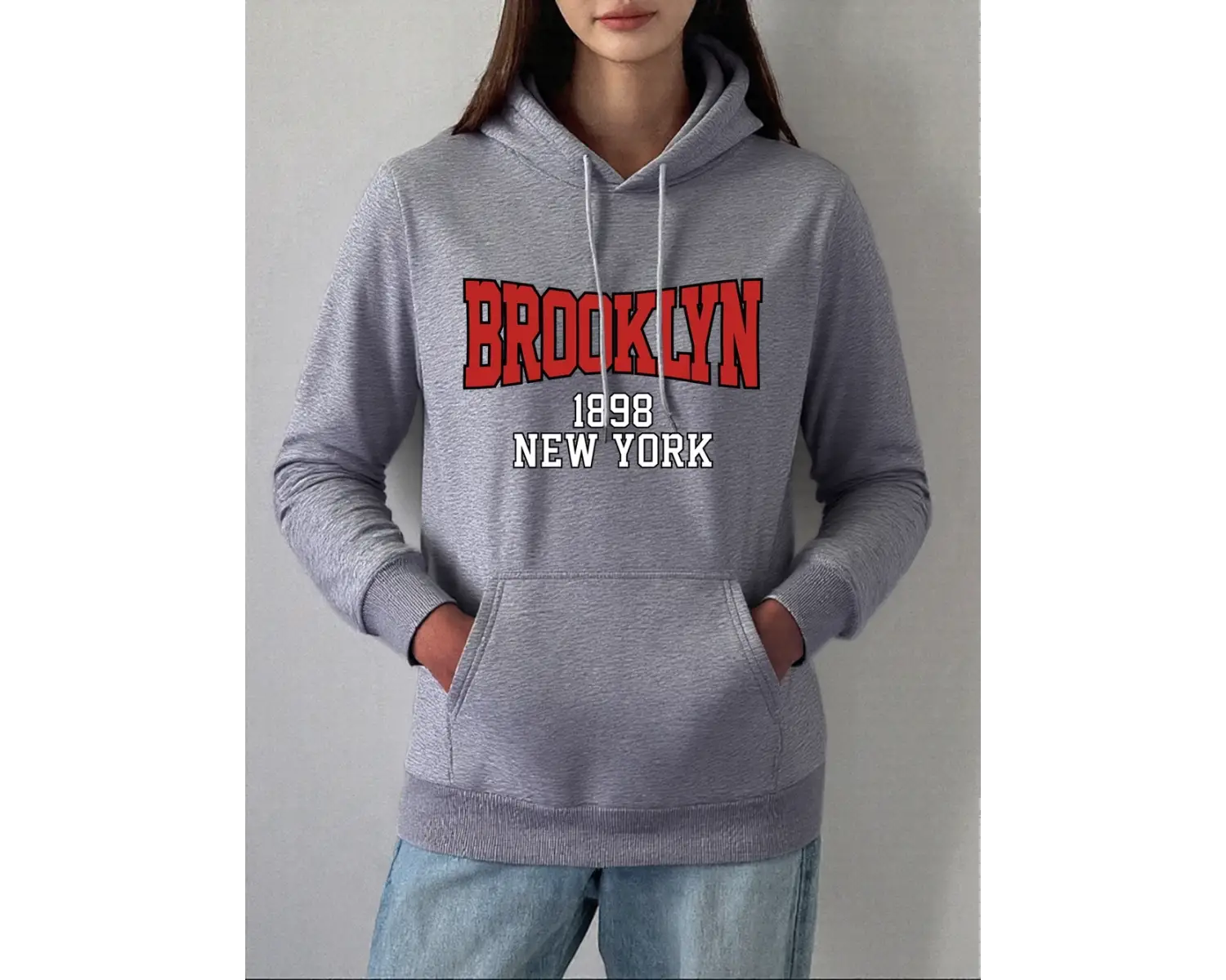Brooklyn 1898 New York City Baskılar Hoodie Kadın Kış Polar Sıcak Tişörtü Temelleri Cep Kazak