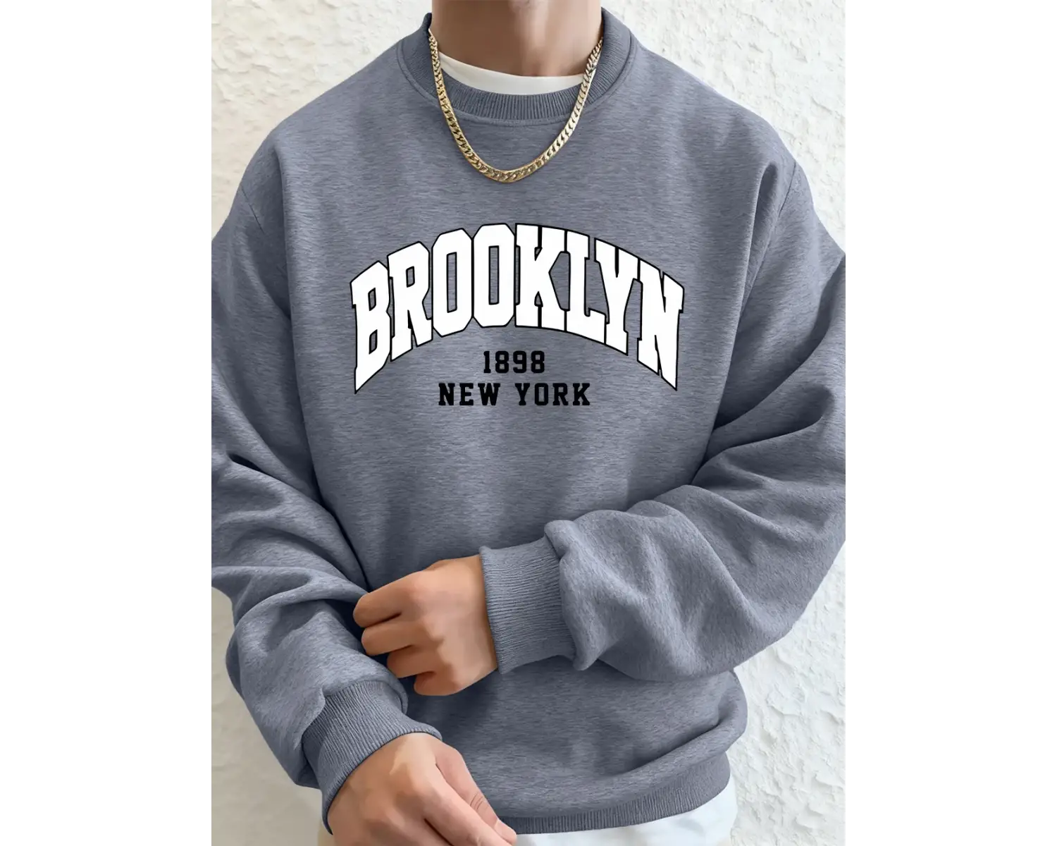 Brooklyn 1898 New York Prints Erkek Kapüşonlu Üst Sonbahar Bisiklet Yaka Tişörtü Temel Polar