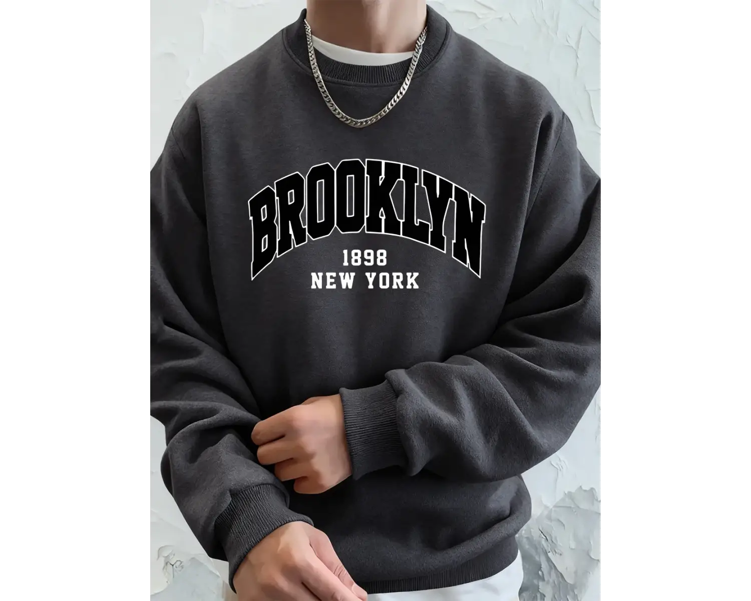 Brooklyn 1898 New York Prints Erkek Kapüşonlu Üst Sonbahar Bisiklet Yaka Tişörtü Temel Polar