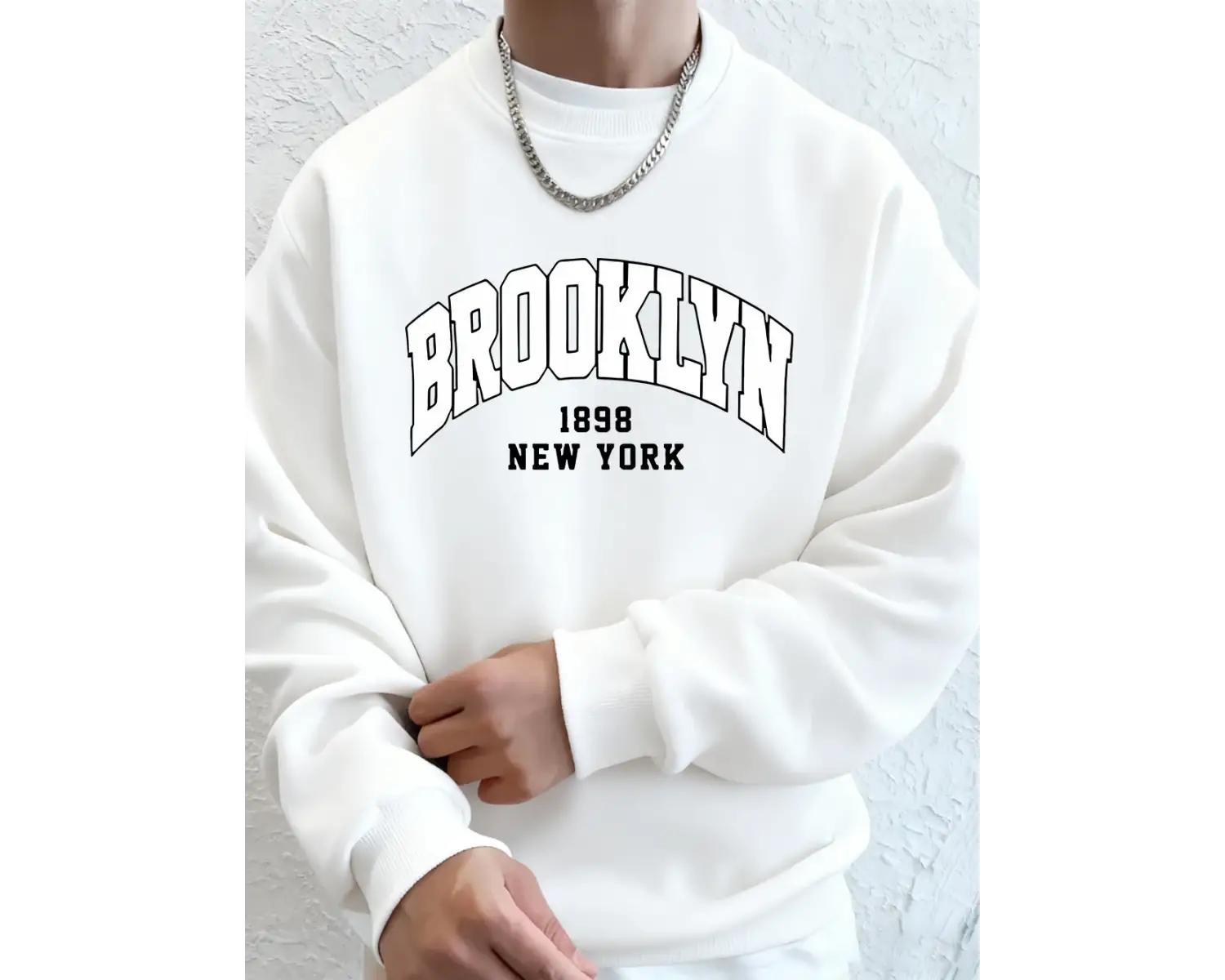 Brooklyn 1898 New York Prints Erkek Kapüşonlu Üst Sonbahar Bisiklet Yaka Tişörtü Temel Polar