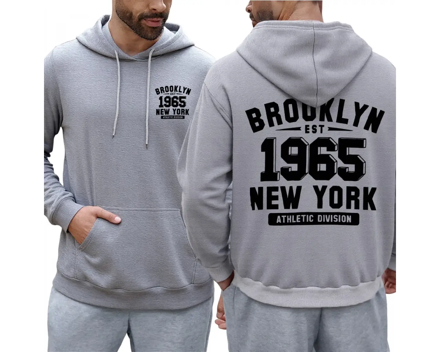 Brooklyn 1965 New York Baskılar Erkek Sonbahar Hoody Cep Rahat Kapüşonlular Çok Renkli Polar