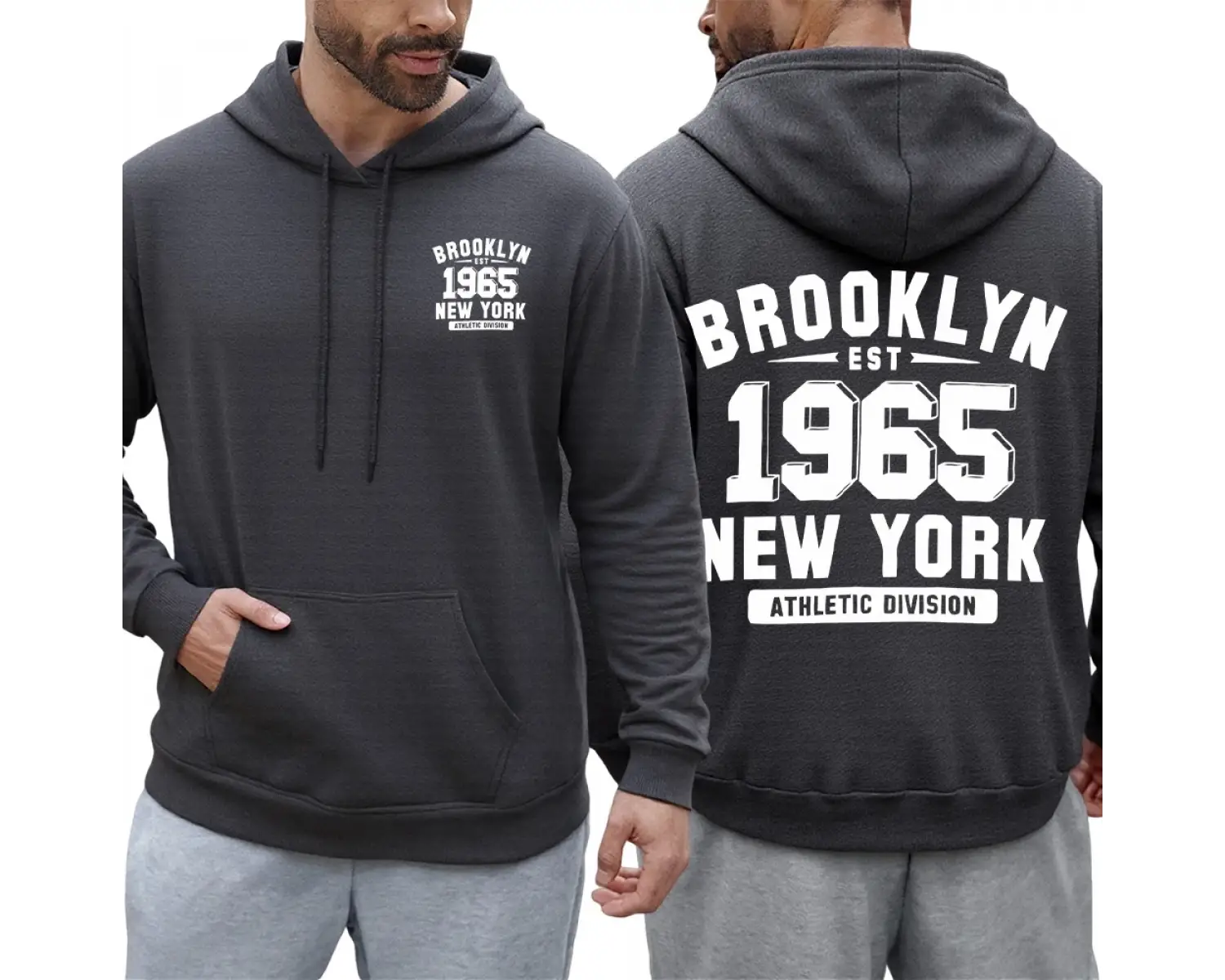 Brooklyn 1965 New York Baskılar Erkek Sonbahar Hoody Cep Rahat Kapüşonlular Çok Renkli Polar