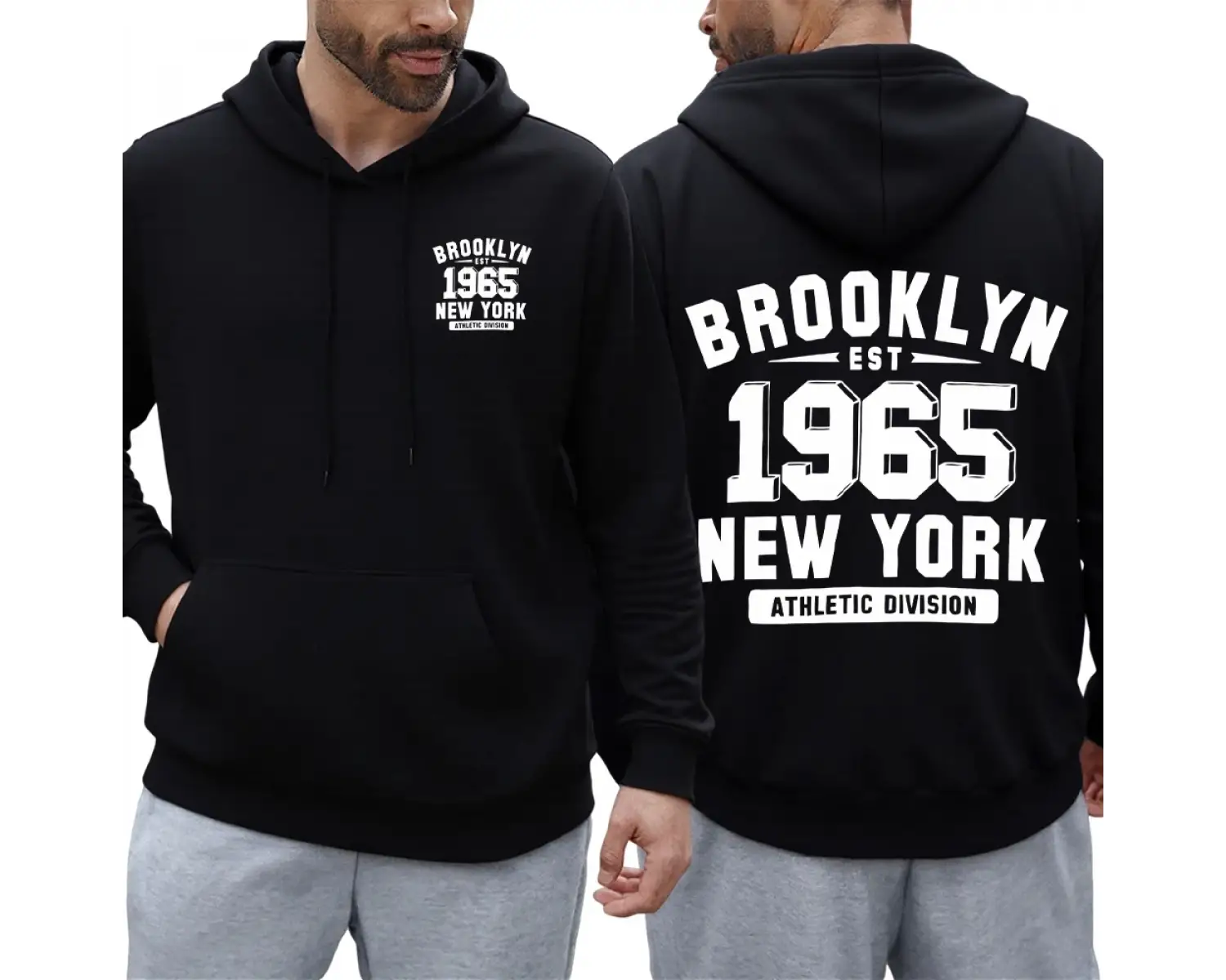 Brooklyn 1965 New York Baskılar Erkek Sonbahar Hoody Cep Rahat Kapüşonlular Çok Renkli Polar