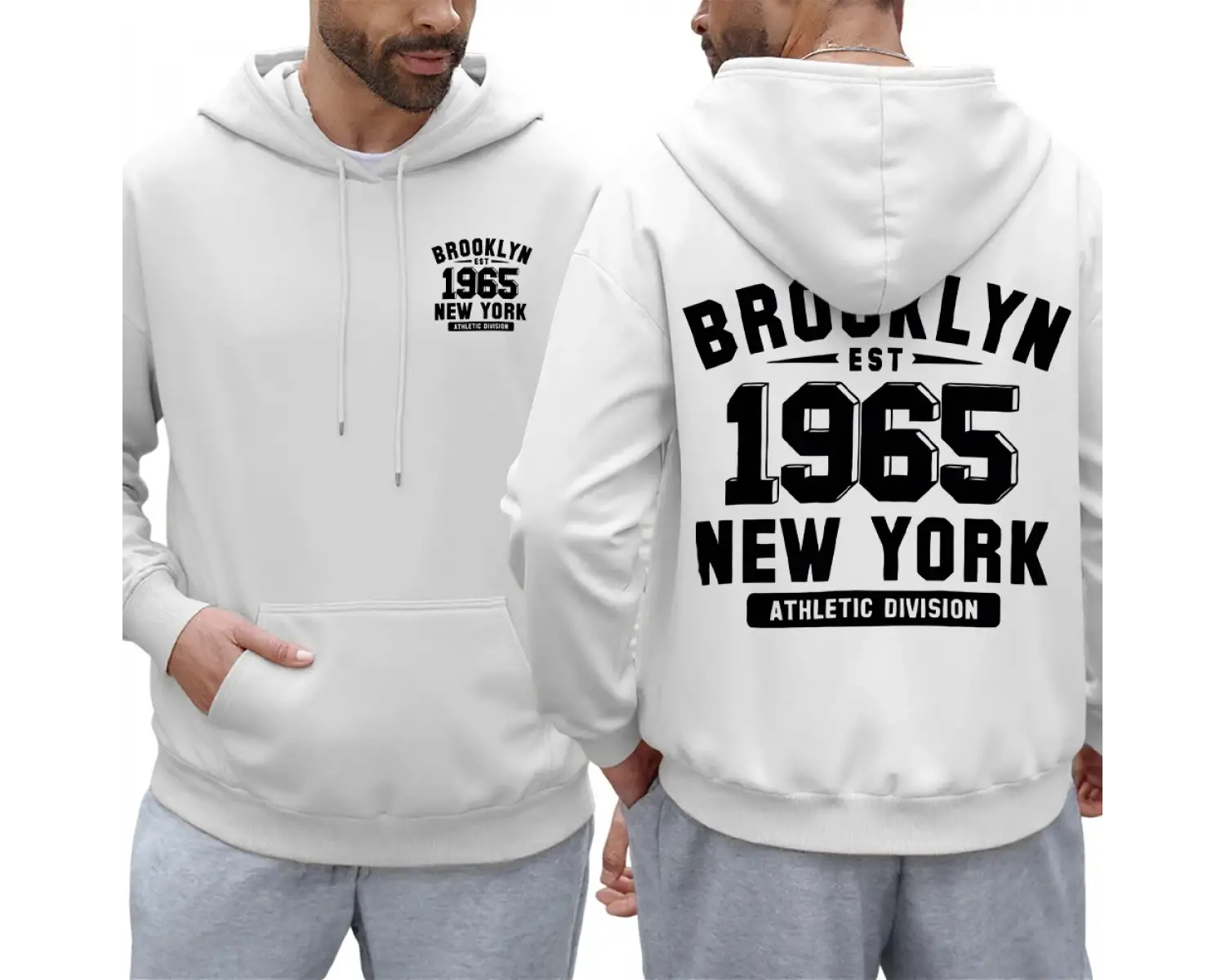 Brooklyn 1965 New York Baskılar Erkek Sonbahar Hoody Cep Rahat Kapüşonlular Çok Renkli Polar
