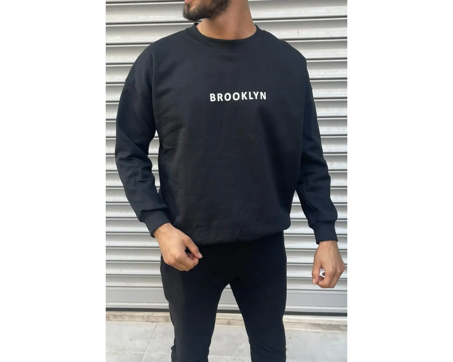 Brooklyn Baskılı 3 Oversize Siyah
