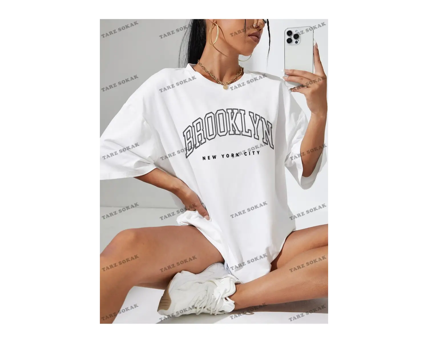 Brooklyn Baskılı Oversize Kalıp Unisex T-shirt