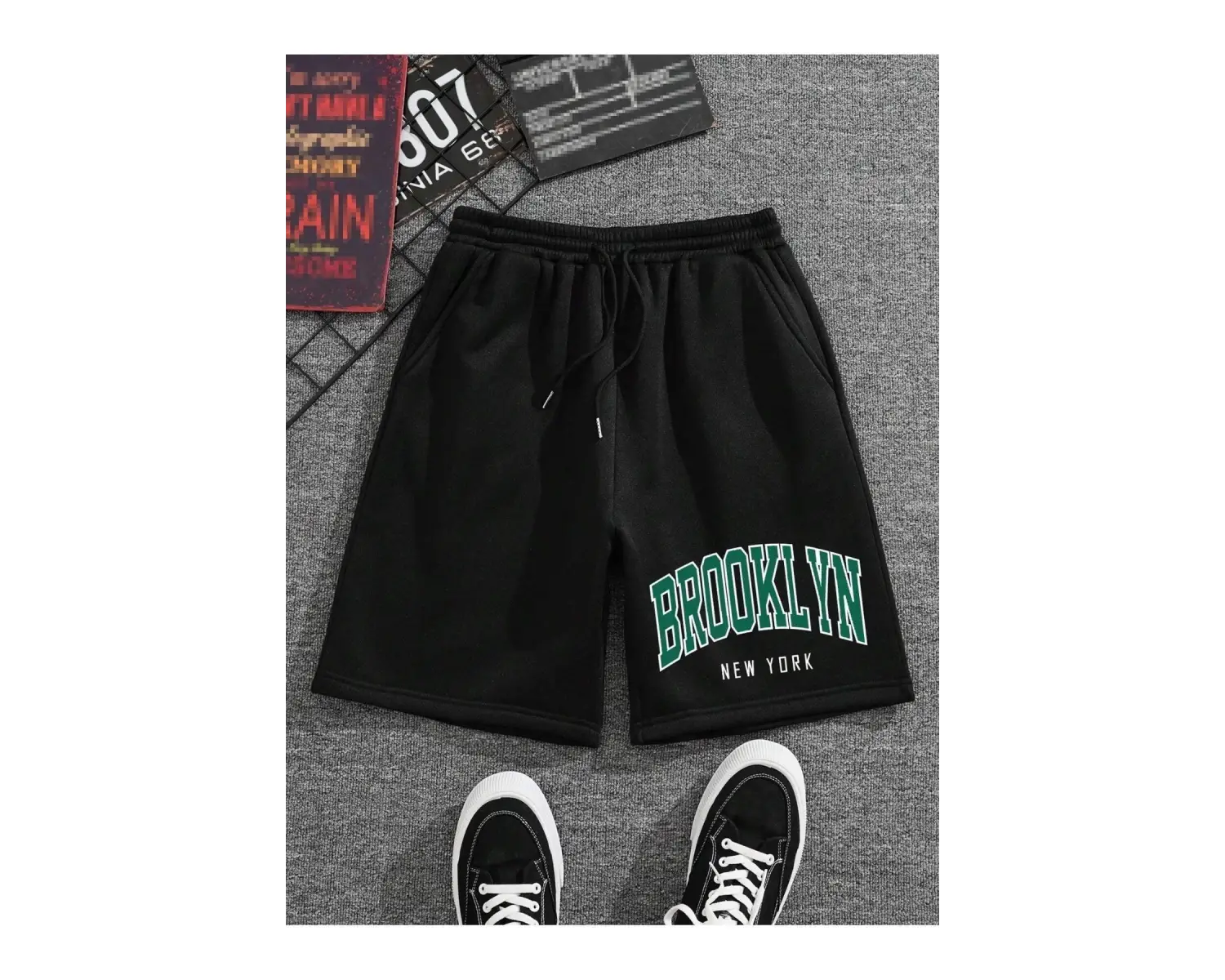 Brooklyn Baskılı Rahat kalıp Unisex Şort