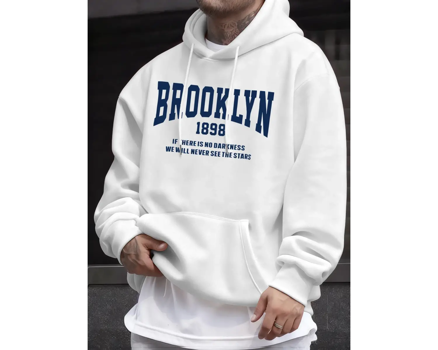 Brooklyn New York 1898 Baskı Erkek Kazakları Vintage Sıcak Moda Kapüşonlular Günlük Yumuşak G