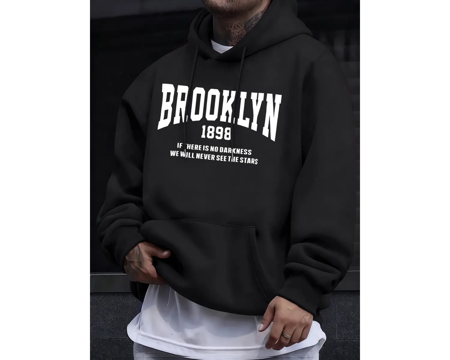 Brooklyn New York 1898 Baskı Erkek Kazakları Vintage Sıcak Moda Kapüşonlular Günlük Yumuşak G