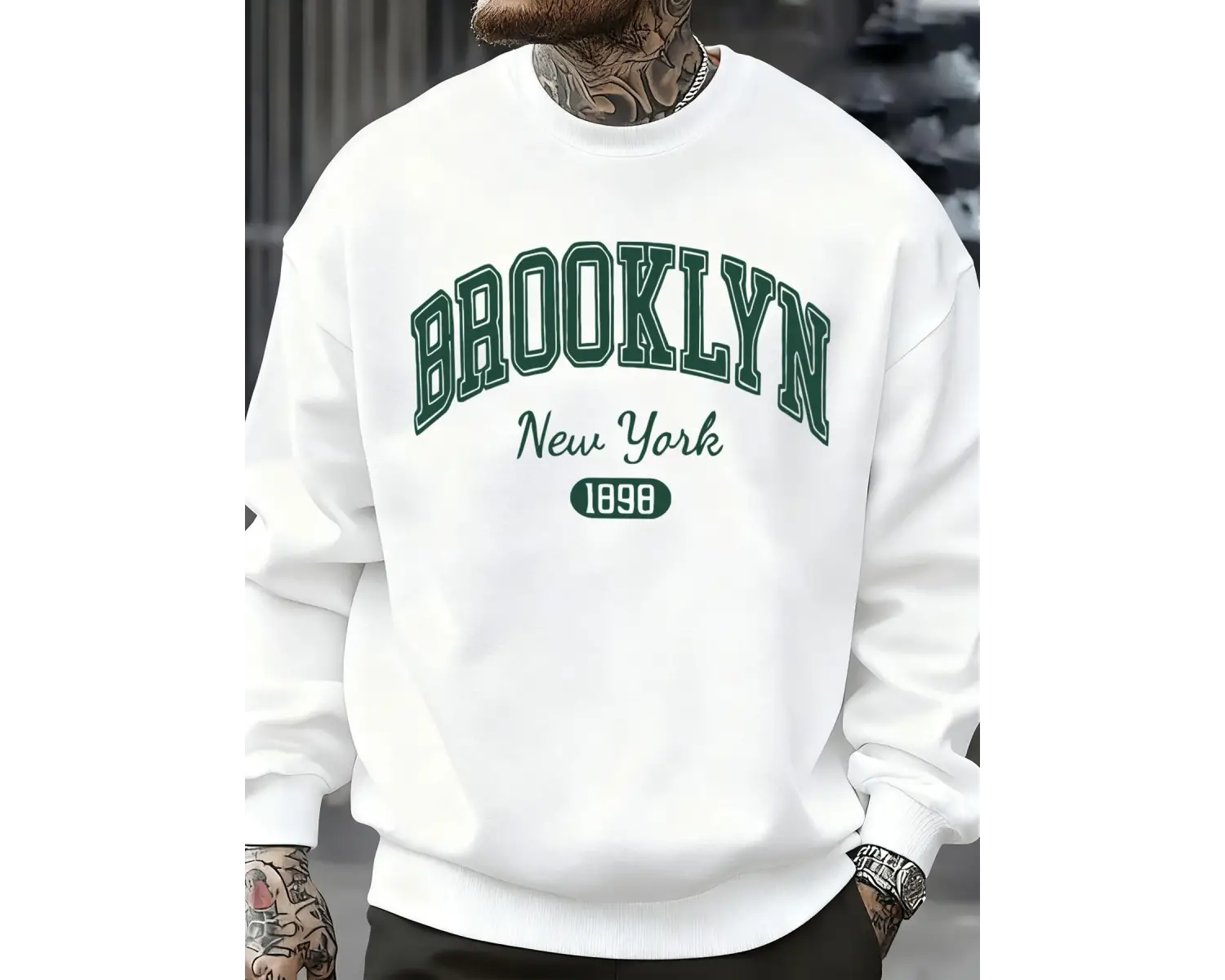 Brooklyn New York 1898 Baskılar Kazak Sonbahar Erkek Giysileri Polar Moda Kazak Rahat Bisikle