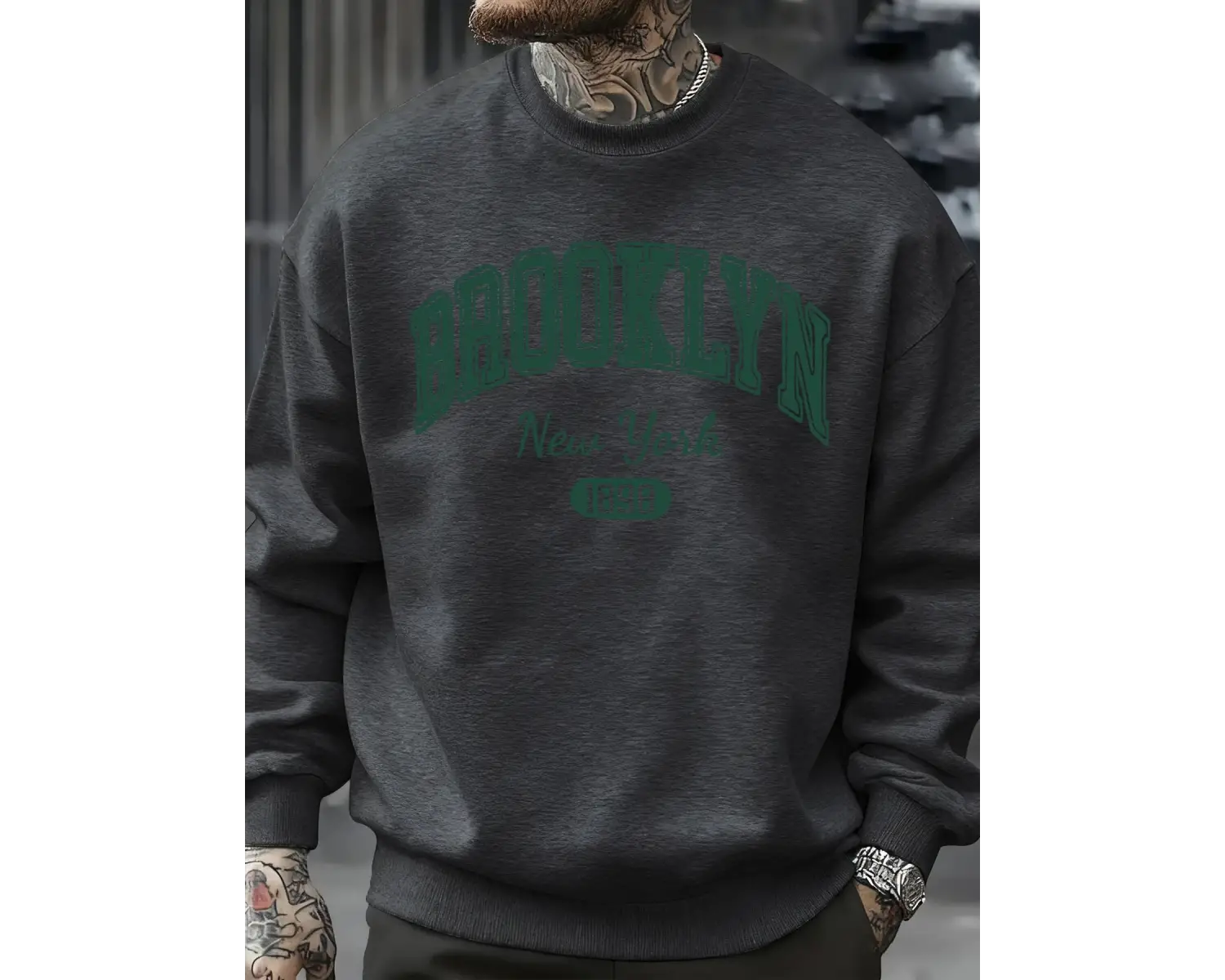 Brooklyn New York 1898 Baskılar Kazak Sonbahar Erkek Giysileri Polar Moda Kazak Rahat Bisikle