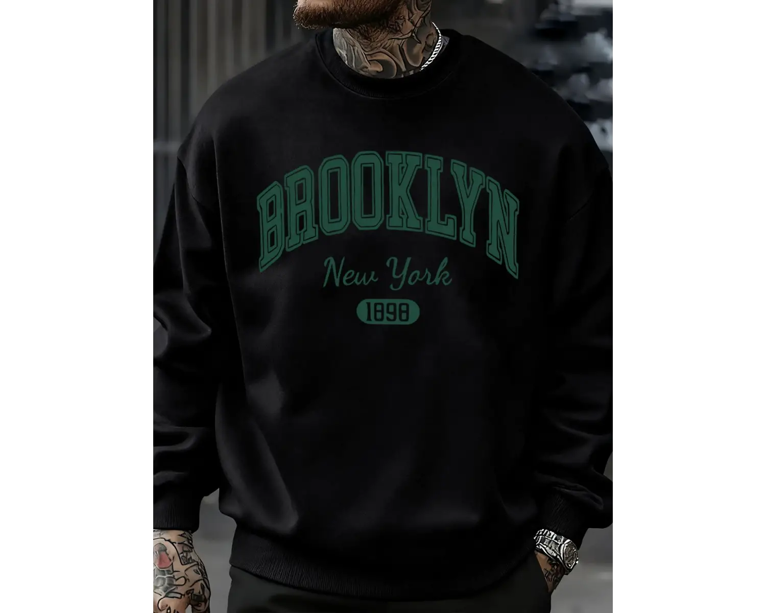 Brooklyn New York 1898 Baskılar Kazak Sonbahar Erkek Giysileri Polar Moda Kazak Rahat Bisikle