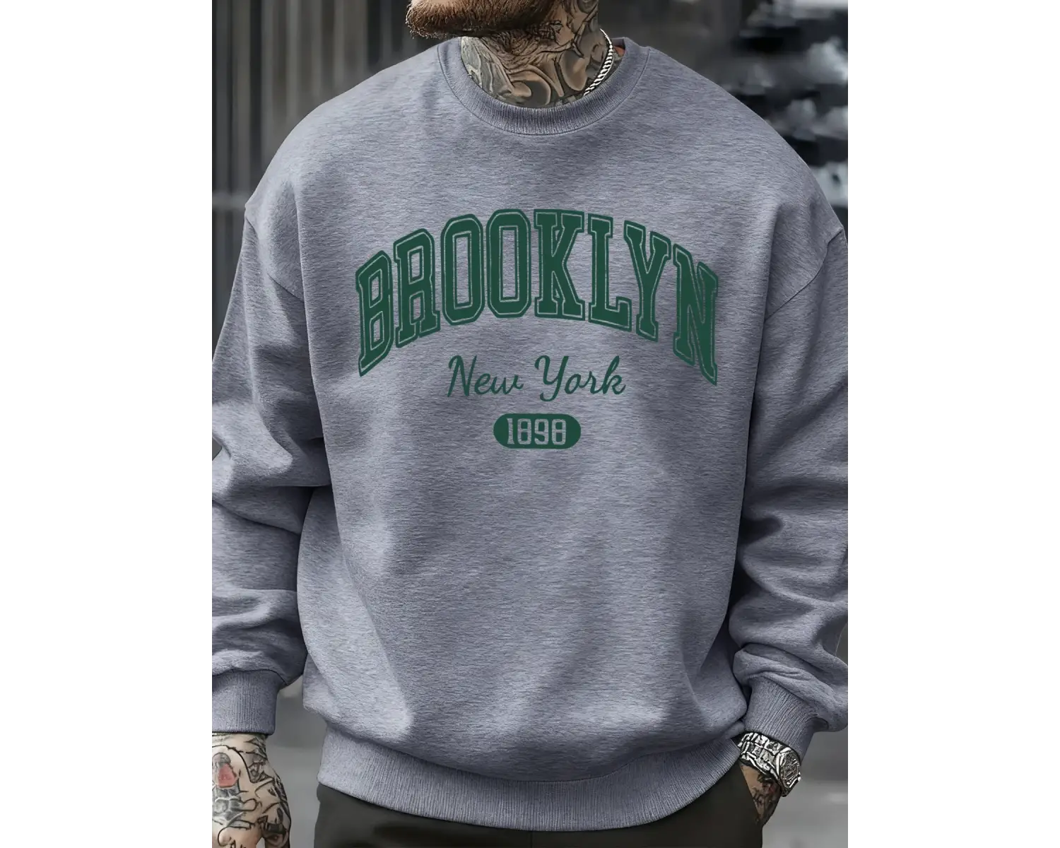 Brooklyn New York 1898 Baskılar Kazak Sonbahar Erkek Giysileri Polar Moda Kazak Rahat Bisikle