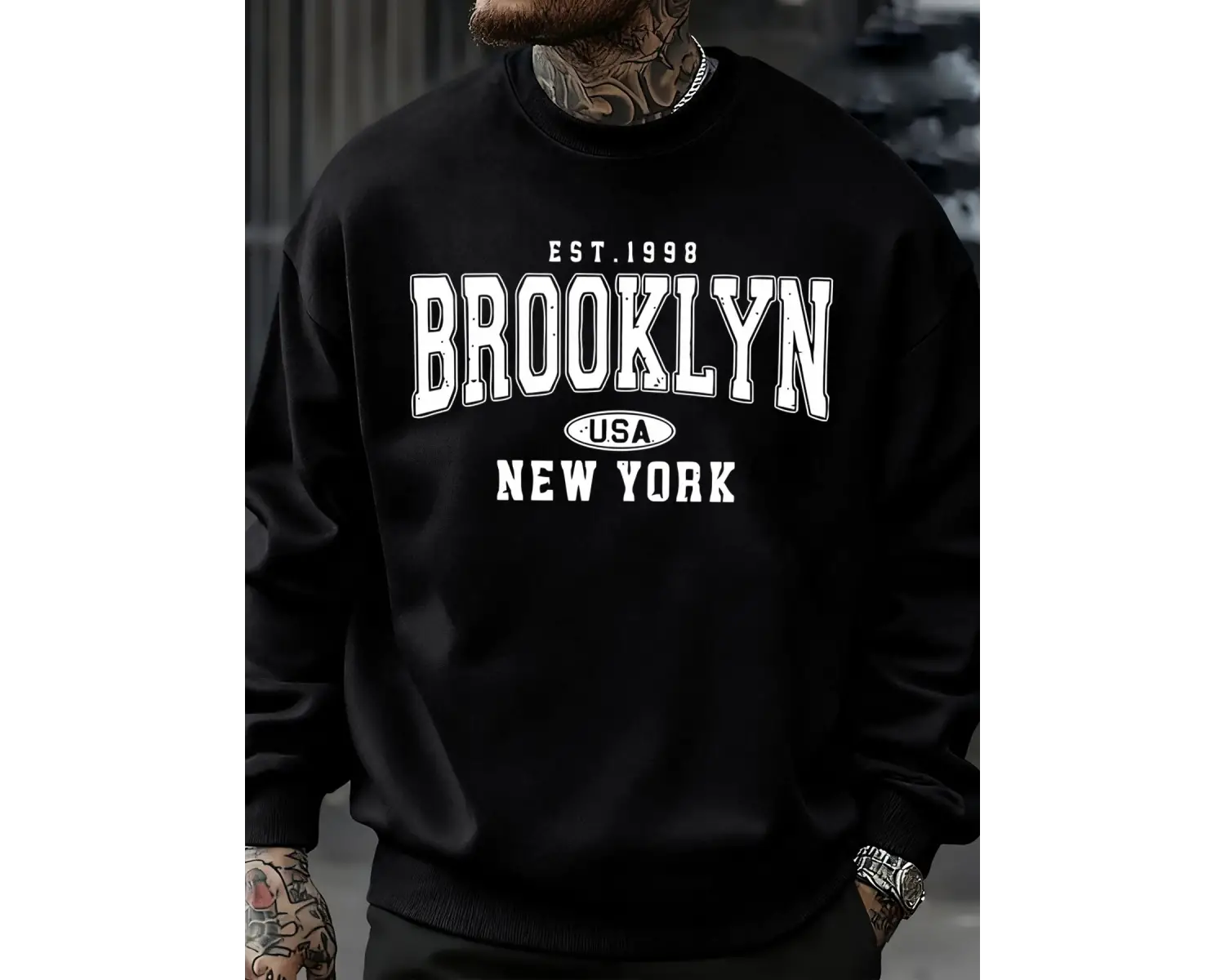 Brooklyn New York ABD Baskı Erkek Kazak Sokak Modası Kazaklar Polar Sonbahar Gevşek Üstler Ra