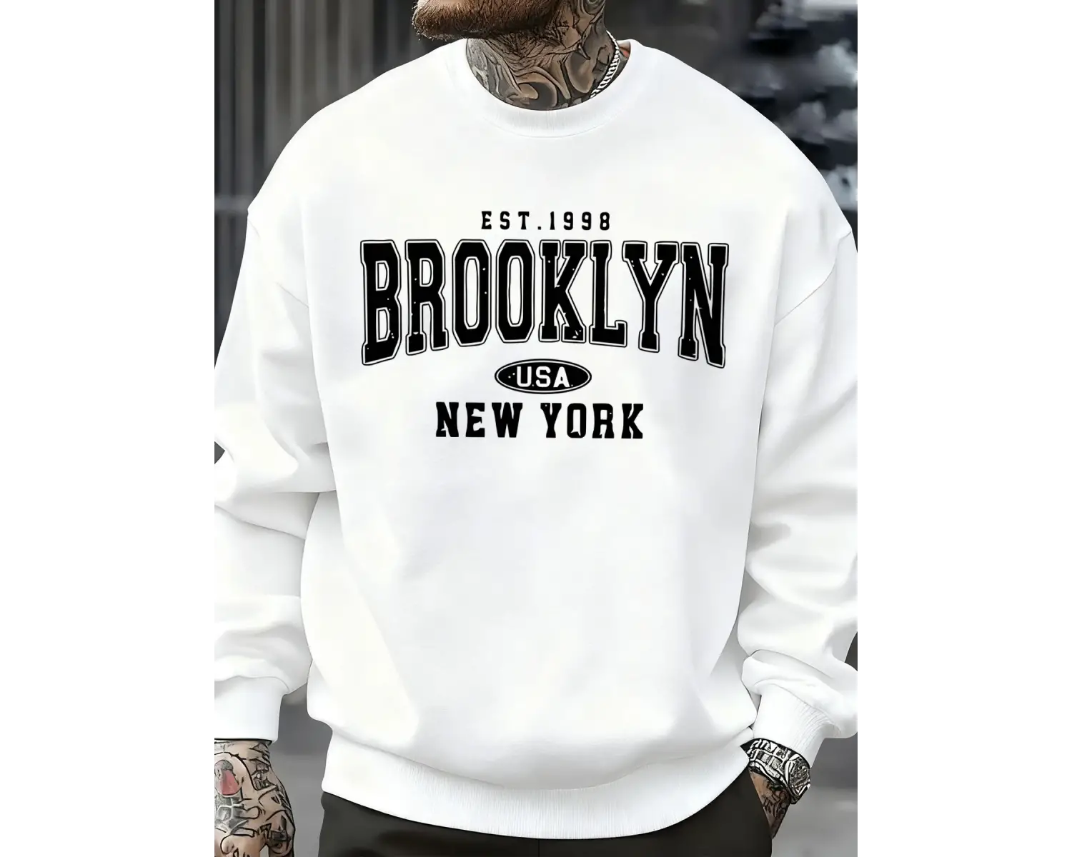 Brooklyn New York ABD Baskı Erkek Kazak Sokak Modası Kazaklar Polar Sonbahar Gevşek Üstler Ra