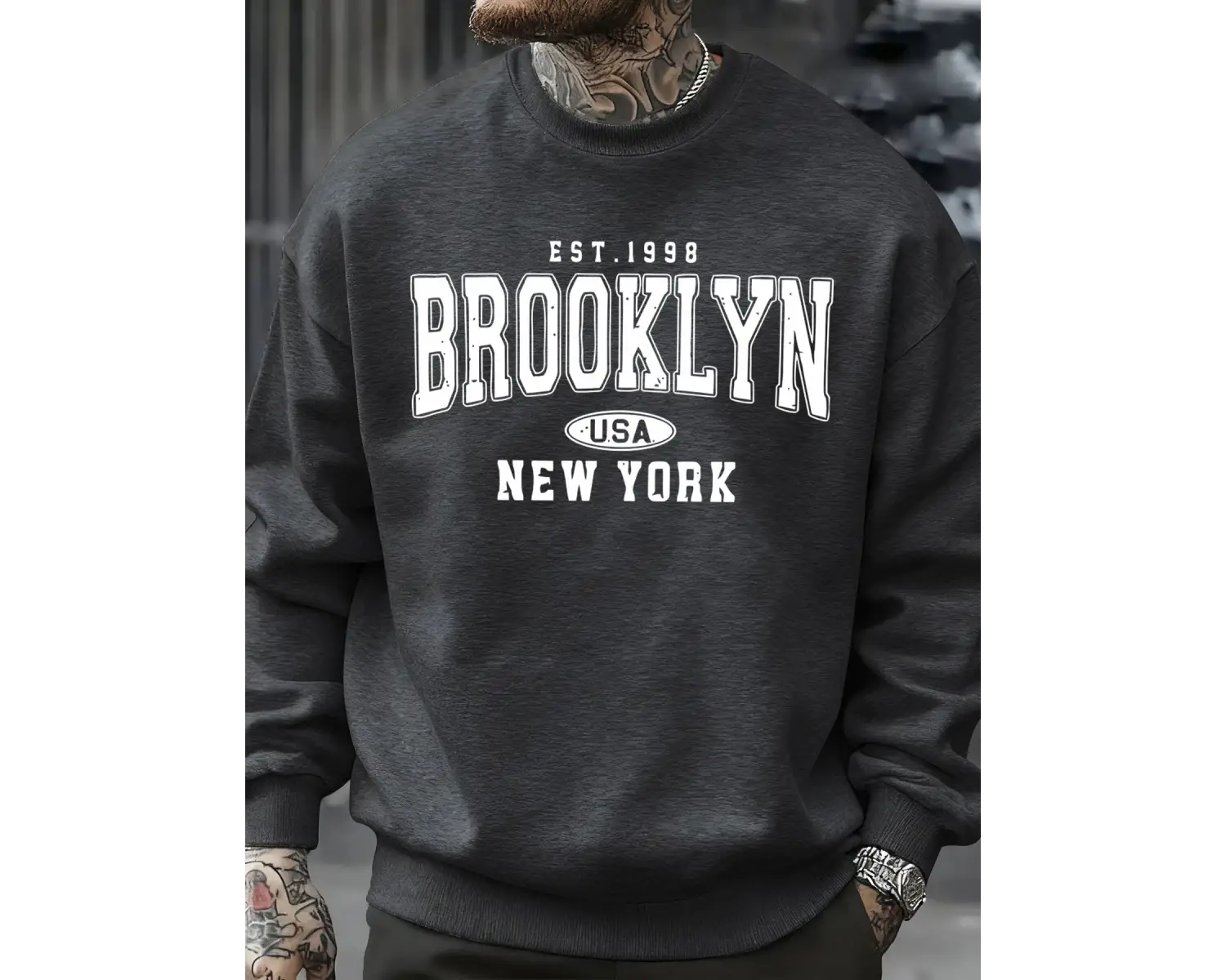 Brooklyn New York ABD Baskı Erkek Kazak Sokak Modası Kazaklar Polar Sonbahar Gevşek Üstler Ra