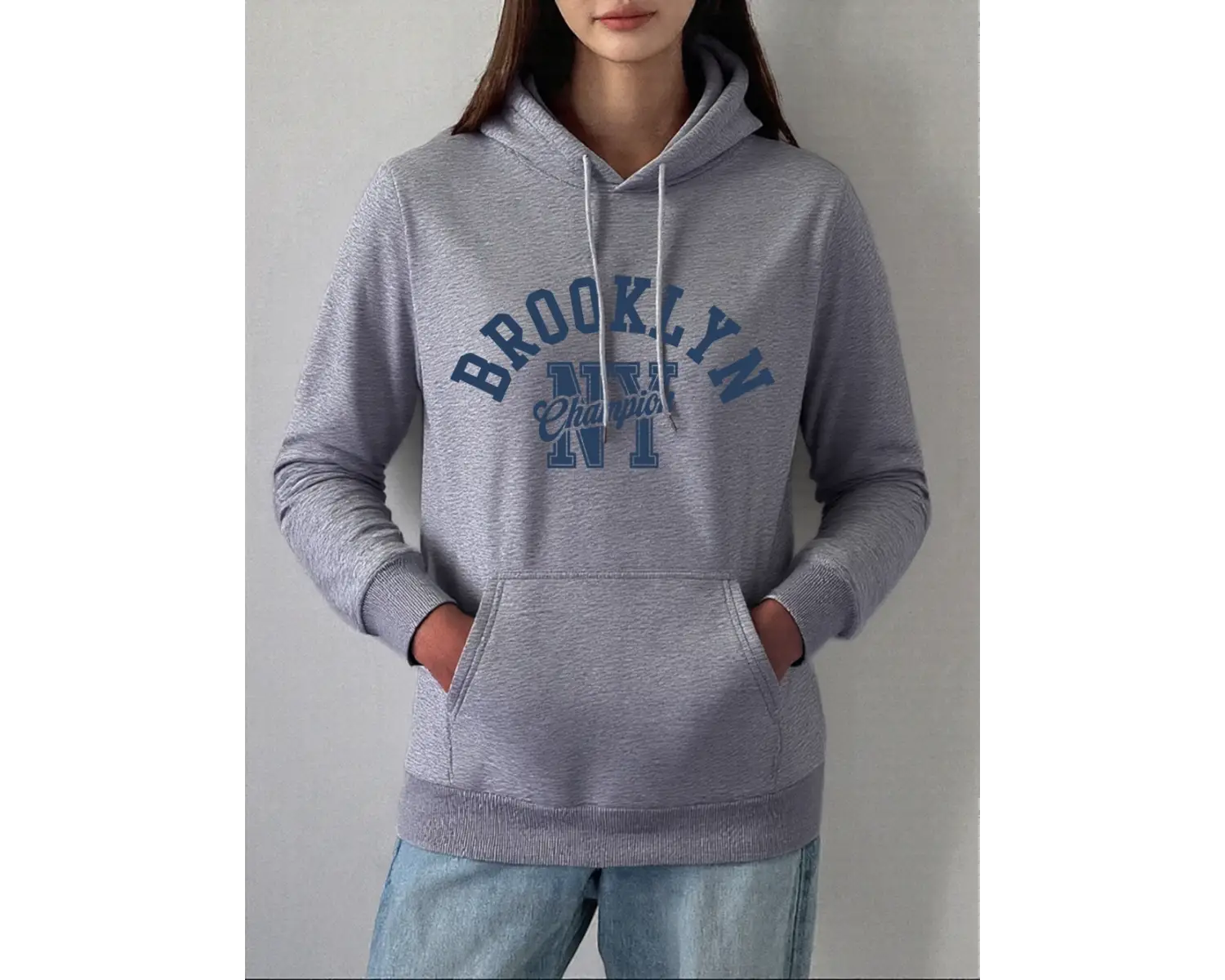 Brooklyn New York City Baskılar Kapüşonlular Bayan Kış Polar Sıcak Tişörtü Rahat Cep Kazaklar