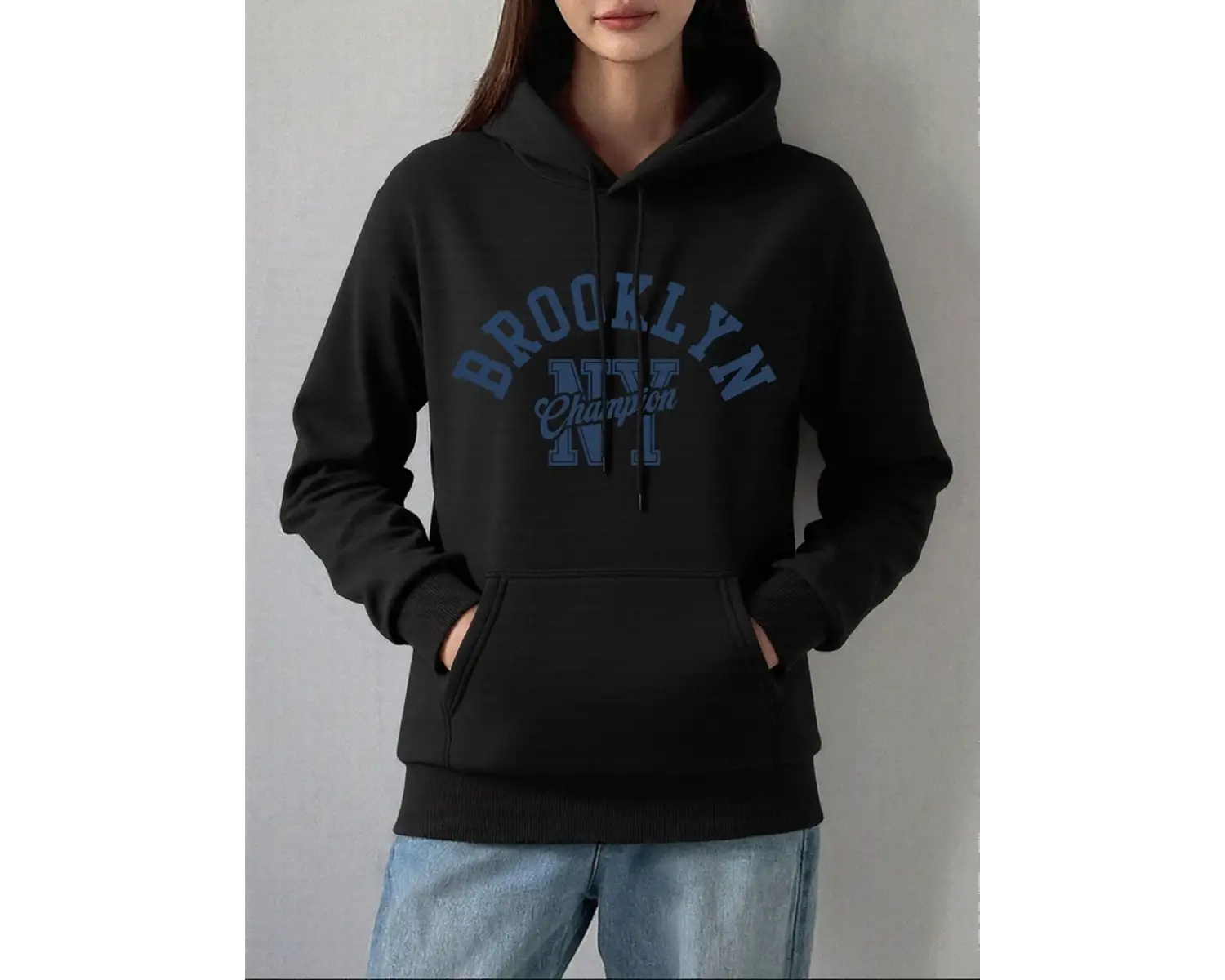 Brooklyn New York City Baskılar Kapüşonlular Bayan Kış Polar Sıcak Tişörtü Rahat Cep Kazaklar