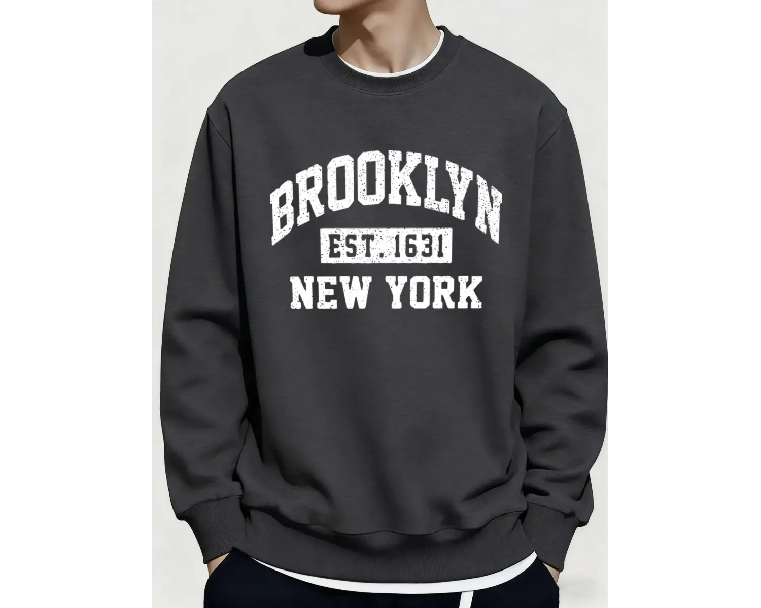 Brooklyn New York City Baskılar Kışlık Günlük Kapüşonlu Üst Erkek Polar Günlük Kazak Temeller
