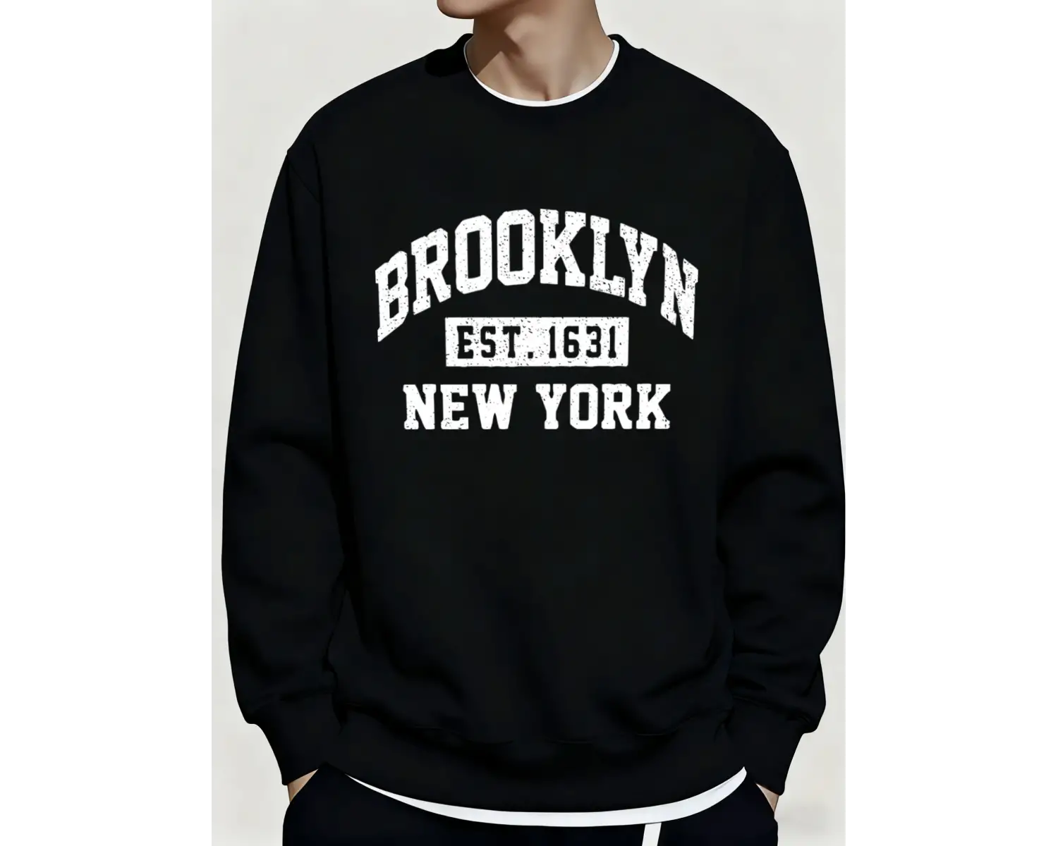 Brooklyn New York City Baskılar Kışlık Günlük Kapüşonlu Üst Erkek Polar Günlük Kazak Temeller