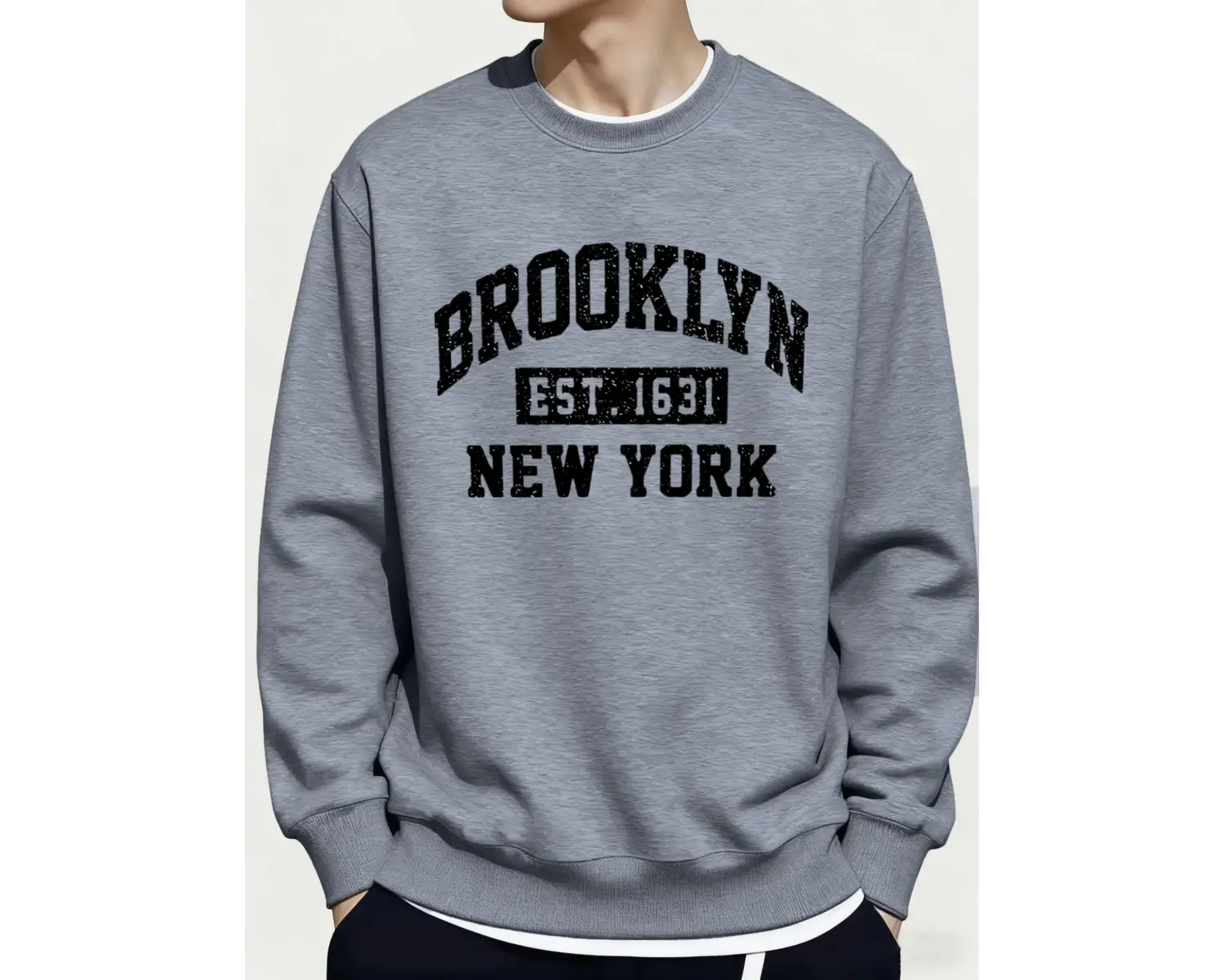 Brooklyn New York City Baskılar Kışlık Günlük Kapüşonlu Üst Erkek Polar Günlük Kazak Temeller
