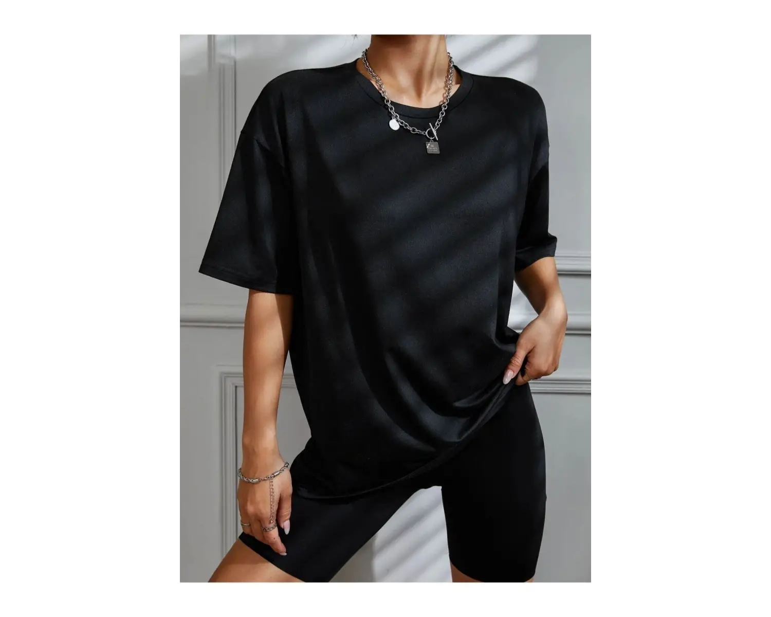 Brooklyn Slogan Baskılı Gazete Desenli Oversize