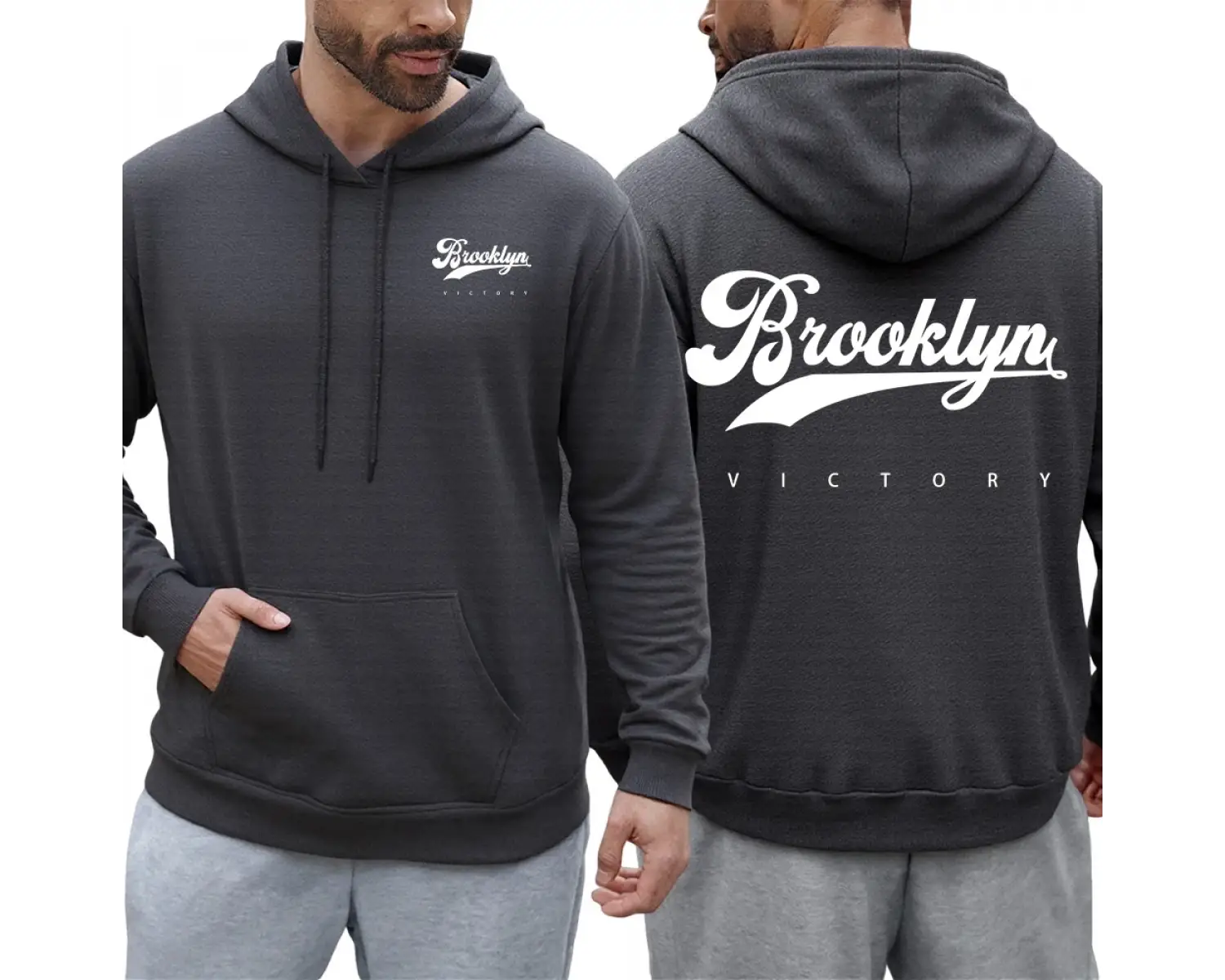 Brooklyn Victory Logo baskılı kapüşonlu svetşört erkekler için sonbahar tüm maç kapüşonlular