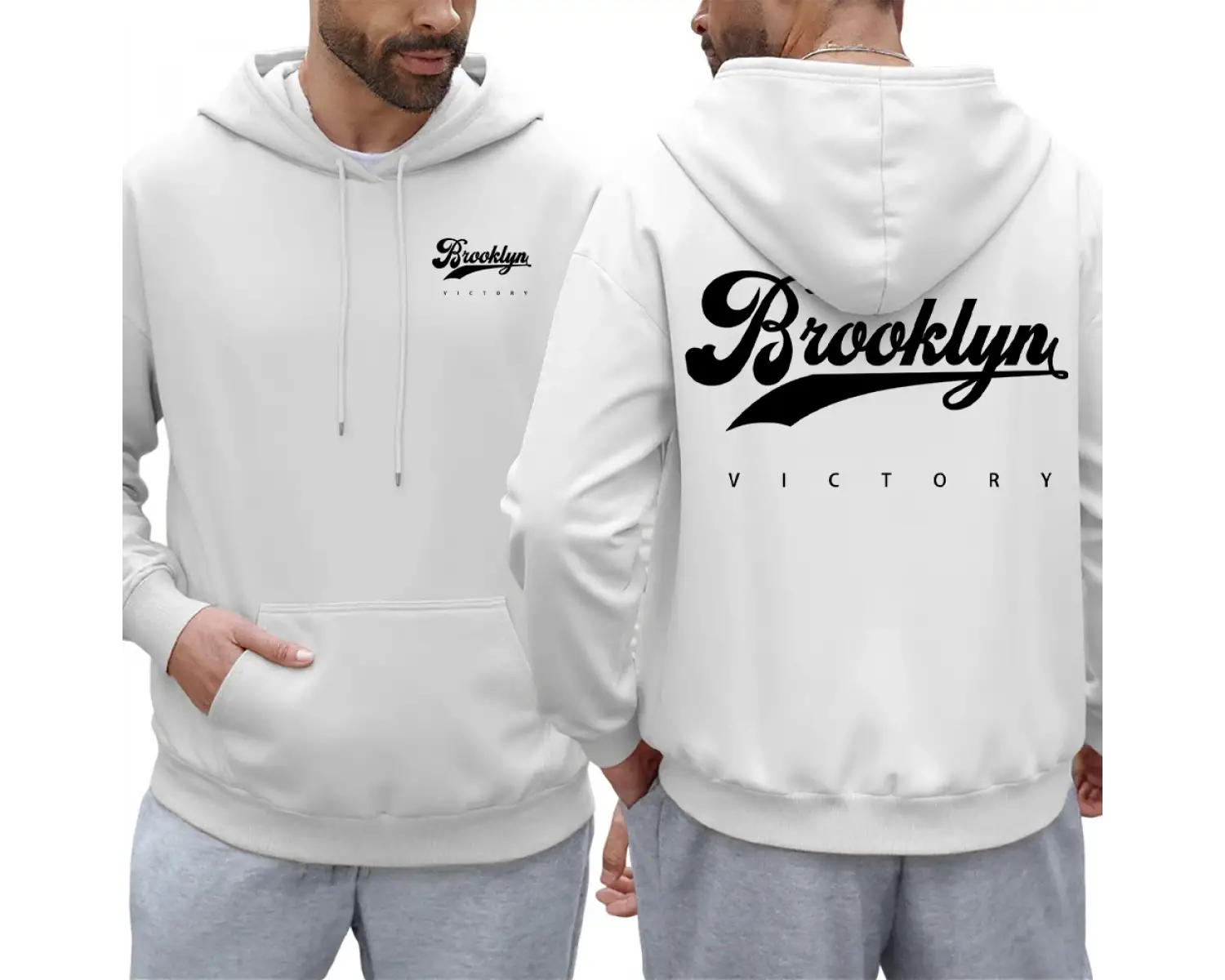 Brooklyn Victory Logo baskılı kapüşonlu svetşört erkekler için sonbahar tüm maç kapüşonlular