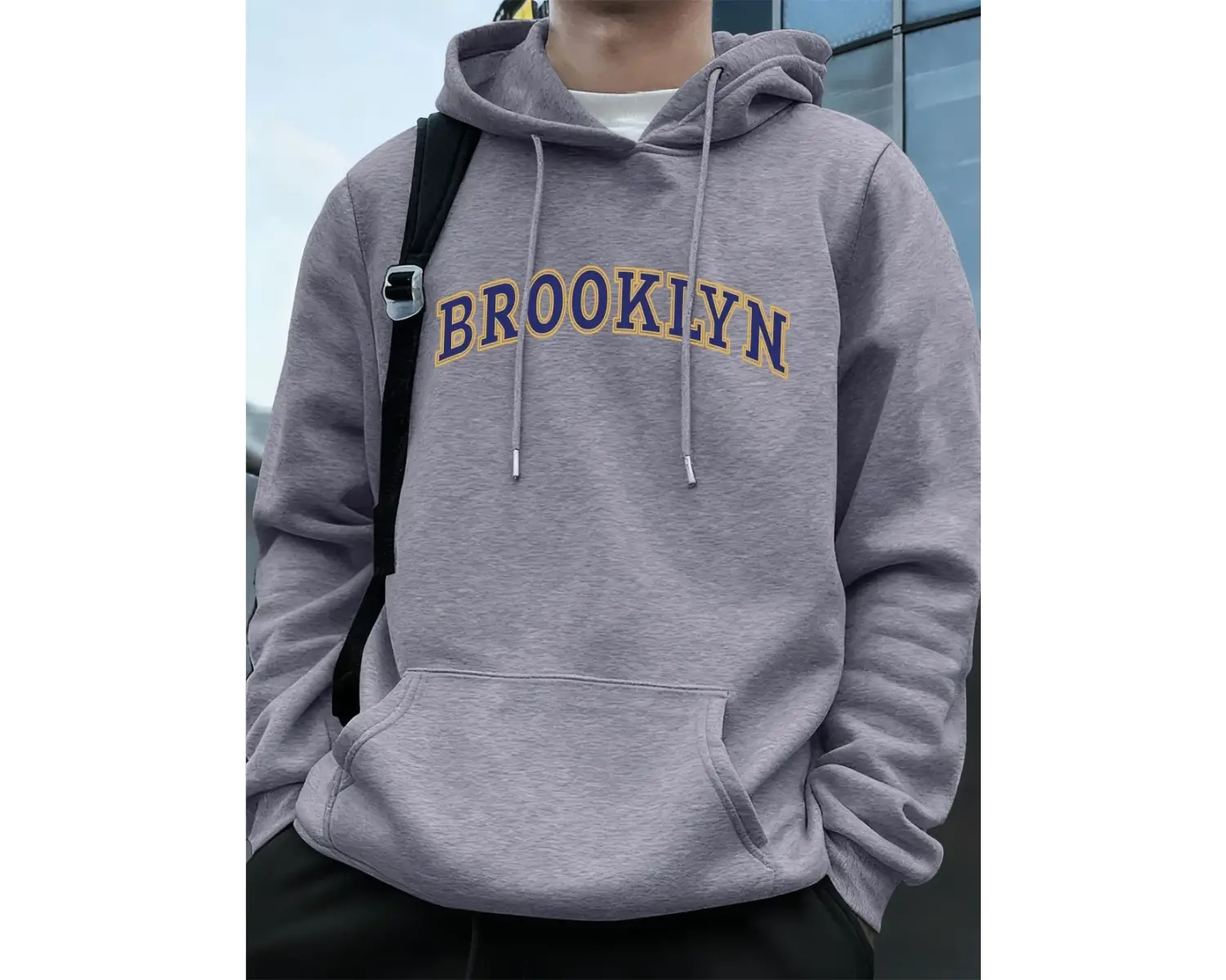 Brooklyn Yaratıcı Mektup Baskılı Erkek Tişörtü Kış Polar Sıcak Hoodie Kore Gevşek Cep Kazakla