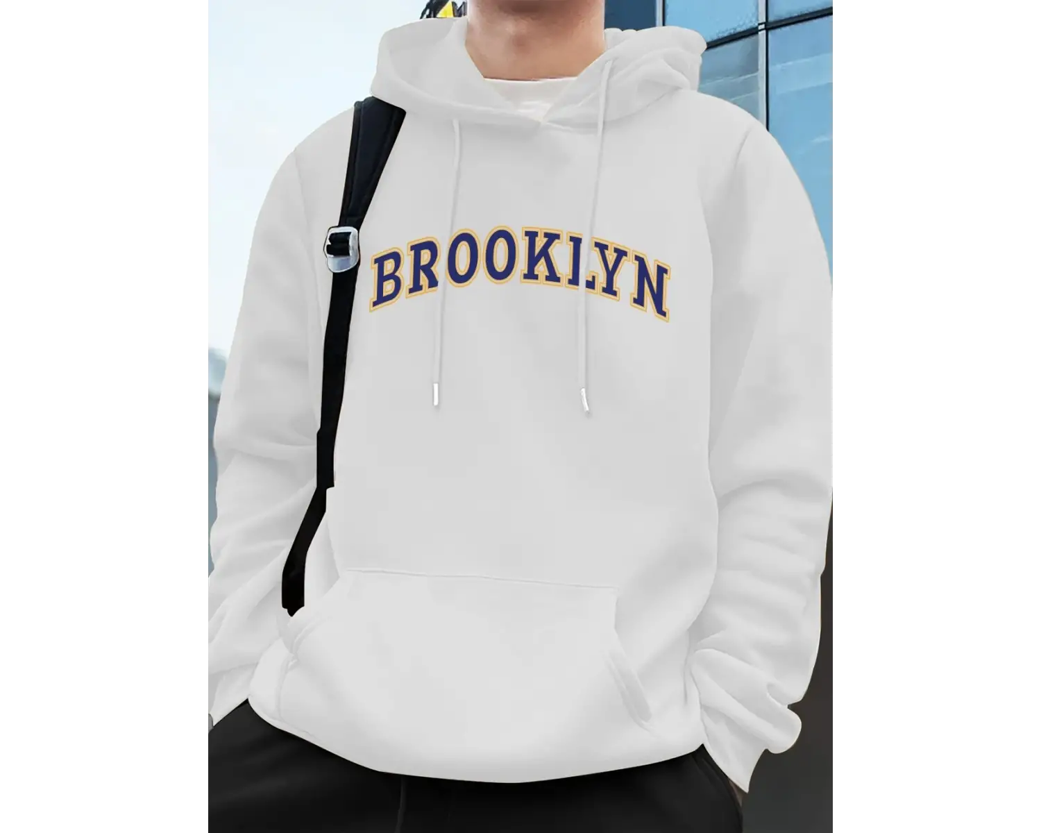 Brooklyn Yaratıcı Mektup Baskılı Erkek Tişörtü Kış Polar Sıcak Hoodie Kore Gevşek Cep Kazakla