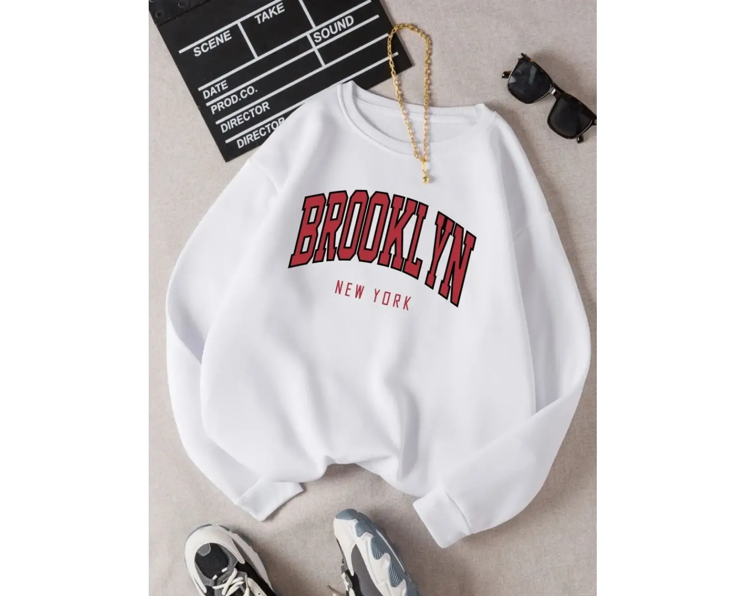 Brooklyn Yeni Çalışma Baskılı Kapüşonlular Kadın Pamuk Renkli Giysiler Temel Trend Kapşonlu Ü