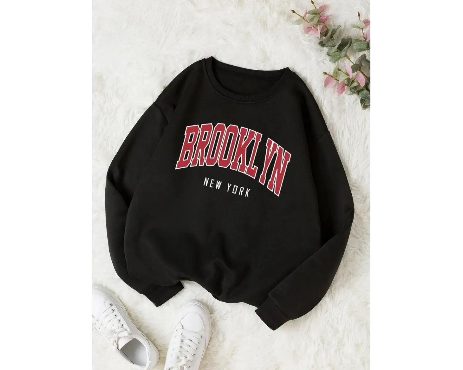 Brooklyn Yeni Çalışma Baskılı Kapüşonlular Kadın Pamuk Renkli Giysiler Temel Trend Kapşonlu Ü