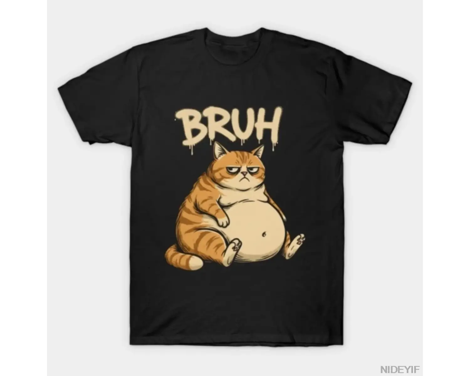 Bruh Cat Reaction Meme T-shirt Erkekler Kadınlar için %100 Pamuklu Tişörtler 3XS-3XL Üstler 1