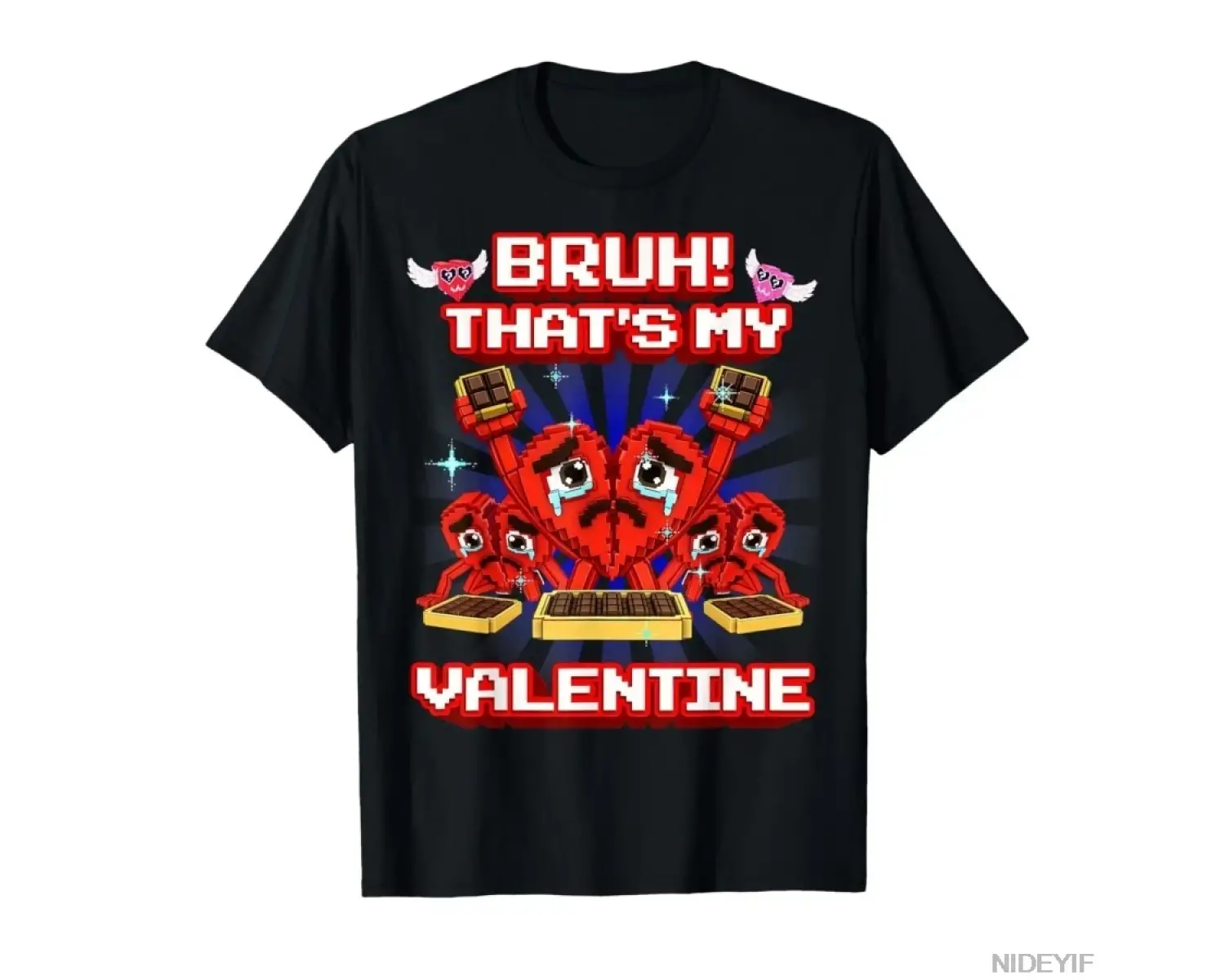 Bruh Komik NOO Benim Çikolatalı Sevgililer Günü Beyin Bozucu Çocuklar için Genç T-shirt Erkek