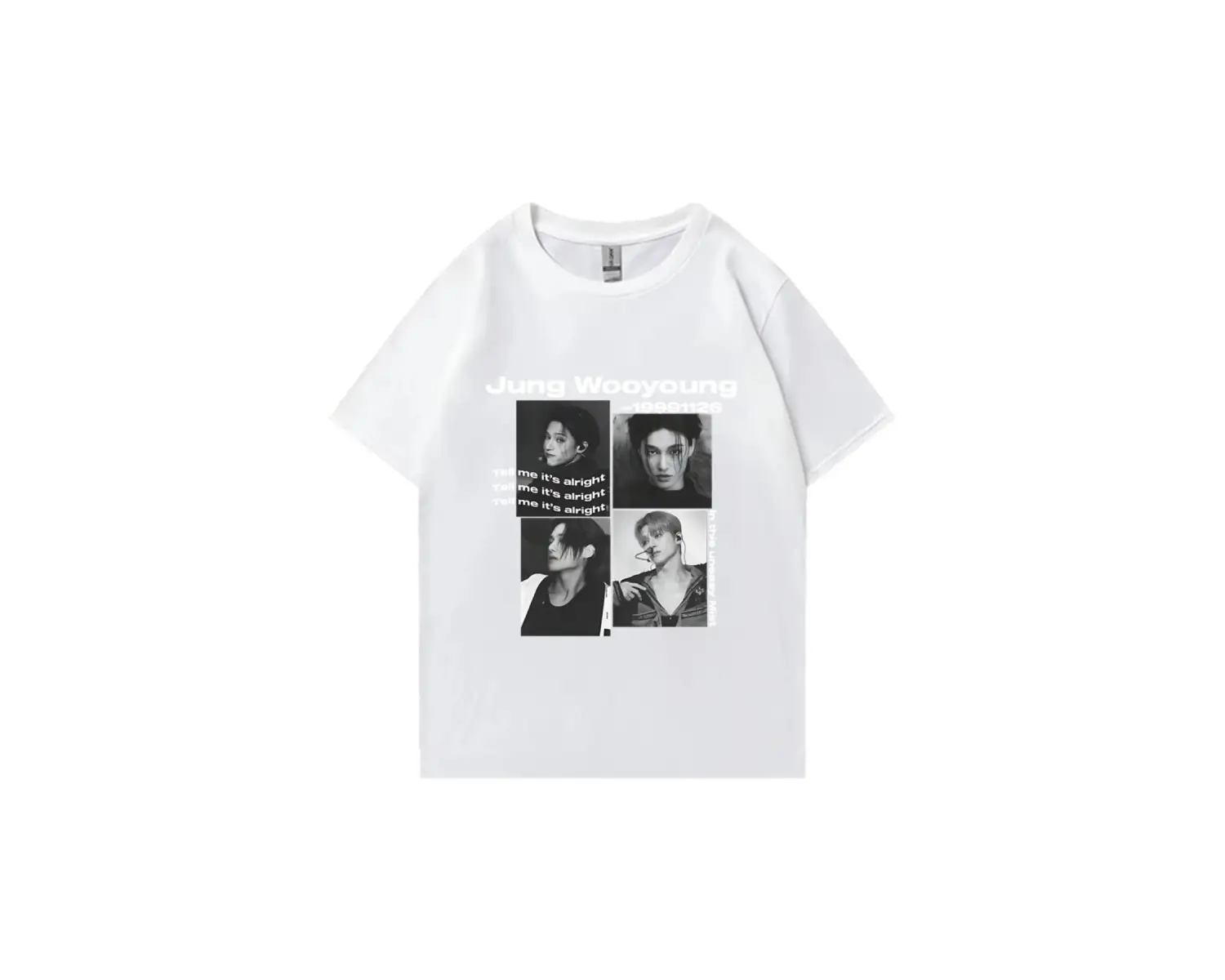 Bts Ateez Wooyoung grafik siyah tişört erkek kadın moda vintage boy kısa kollu t shirt Unisex