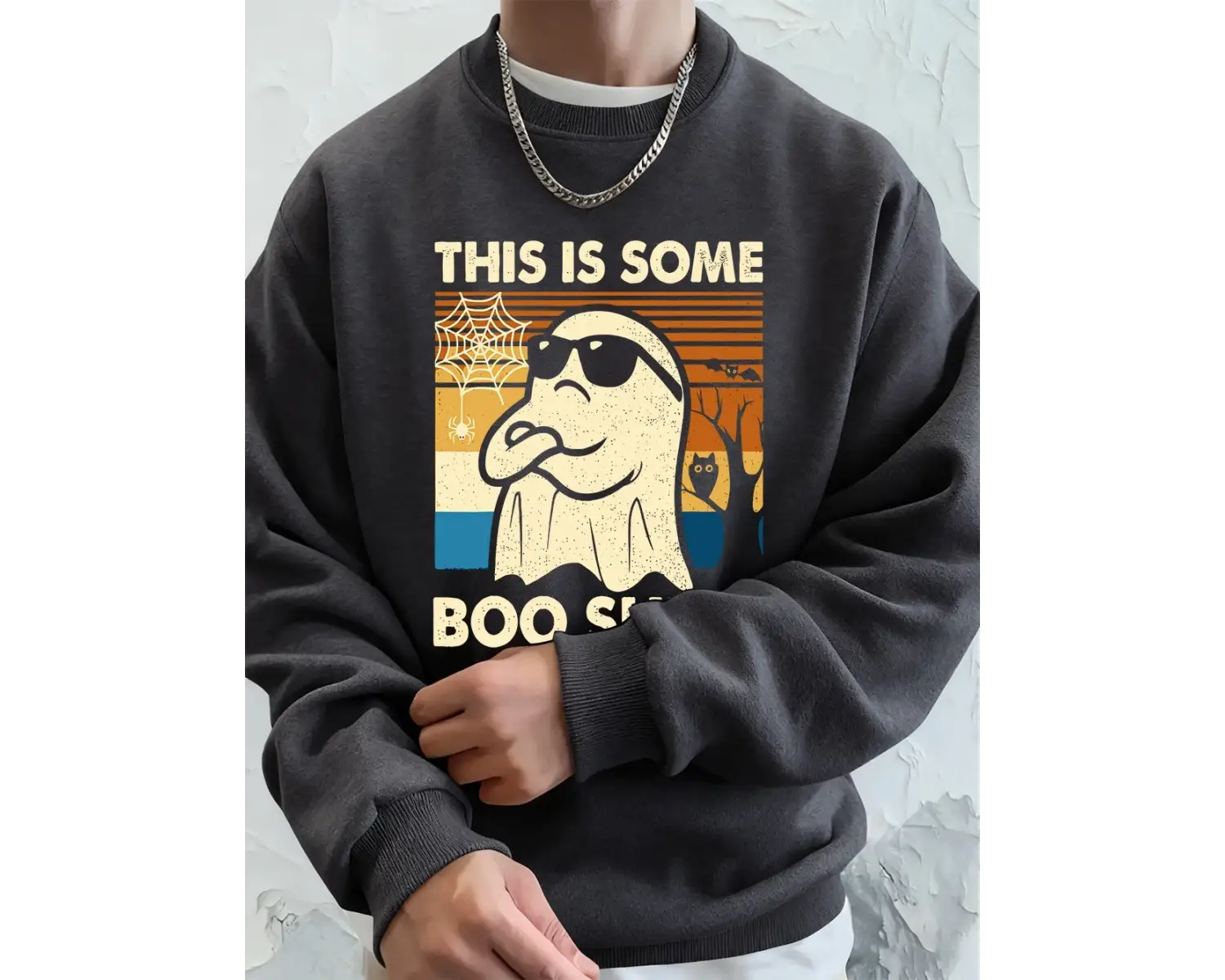 Bu Biraz Şaka Yapılı Baskılı Erkek Sweatshirt Kışlık Yuvarlak Yaka Kapüşonlu Sweatshirt Sokak